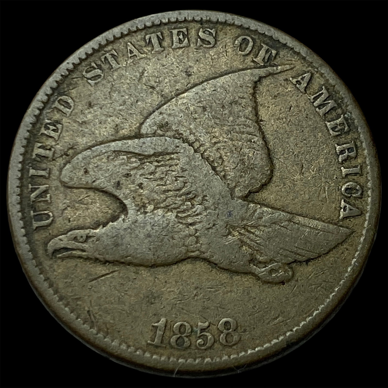 1858 Copper-Nickel Flying Eagle Cent LIGHTLY CIRCULATED: 1858 Copper-Nickel Flying Eagle Cent LIGHTLY CIRCULATED