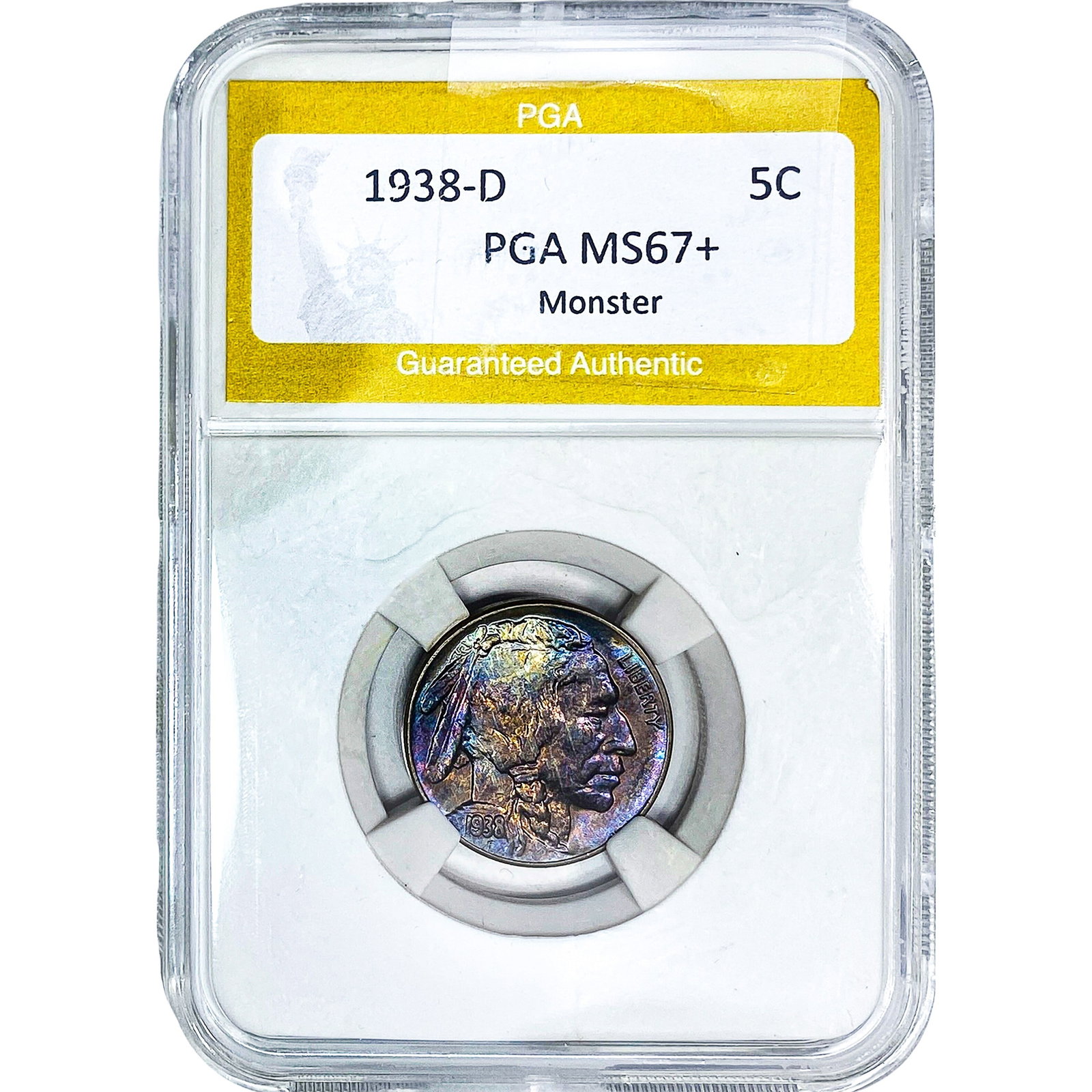 1938-D Buffalo Nickel PGA MS67+ Monster: 1938-D Buffalo Nickel PGA MS67+ Monster