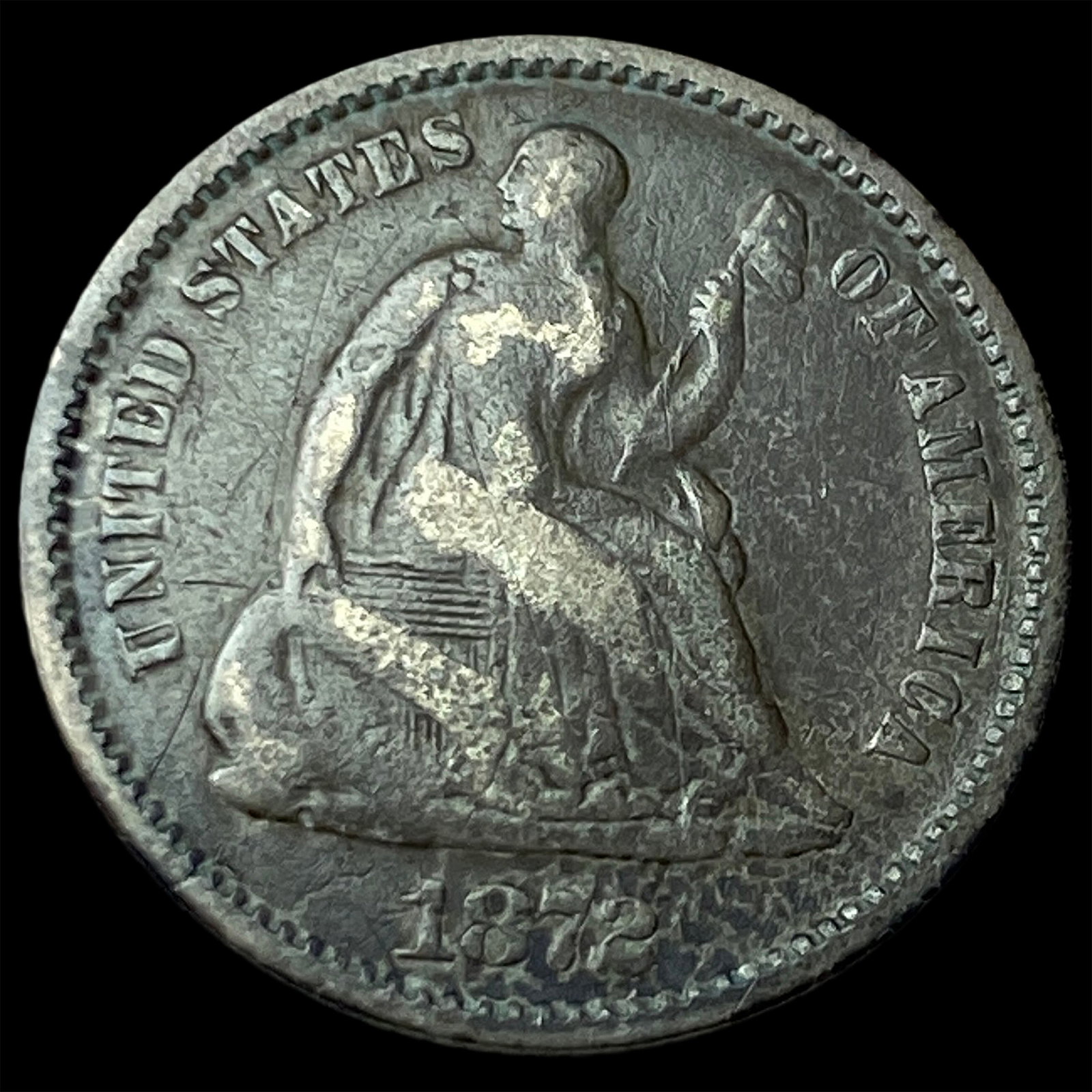 1872 Silver Half Dime LIGHTLY CIRCULATED: 1872 Silver Half Dime LIGHTLY CIRCULATED