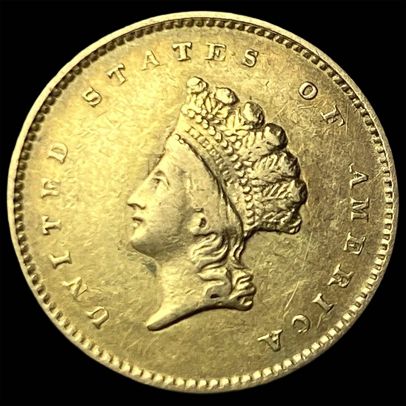1854 Gold $1 Indian Princess Head Type 2 NEARLY UNCIRCULATED: 1854 Gold $1 Indian Princess Head Type 2 NEARLY UNCIRCULATED