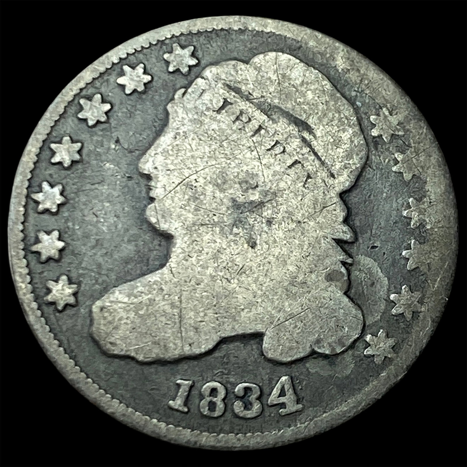 1834 Capped Bust Dime NICELY CIRCULATED: 1834 Capped Bust Dime NICELY CIRCULATED