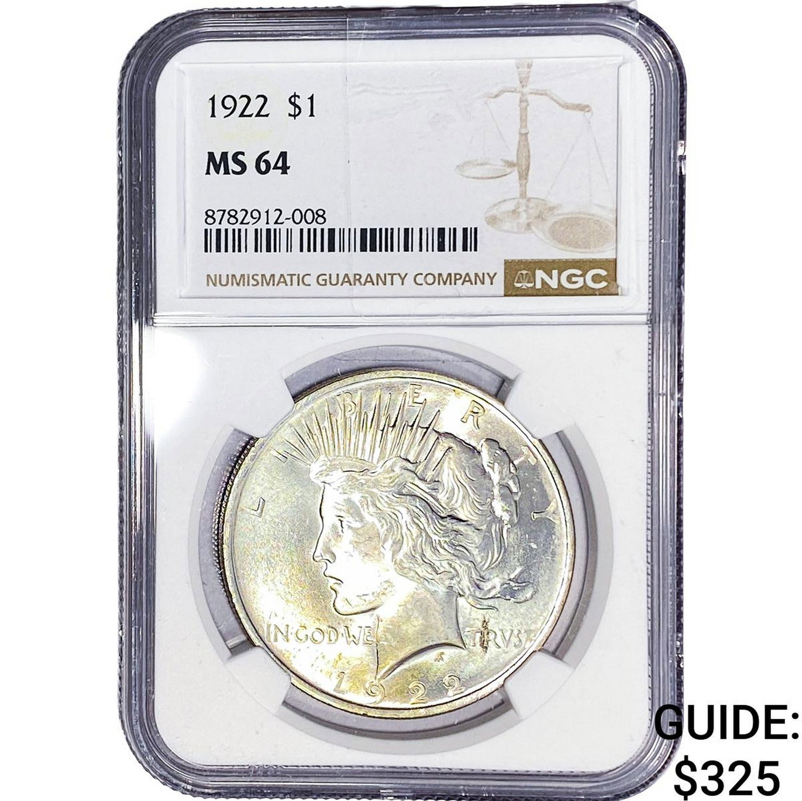 1922 Silver Peace Dollar NGC MS64: 1922 Silver Peace Dollar NGC MS64