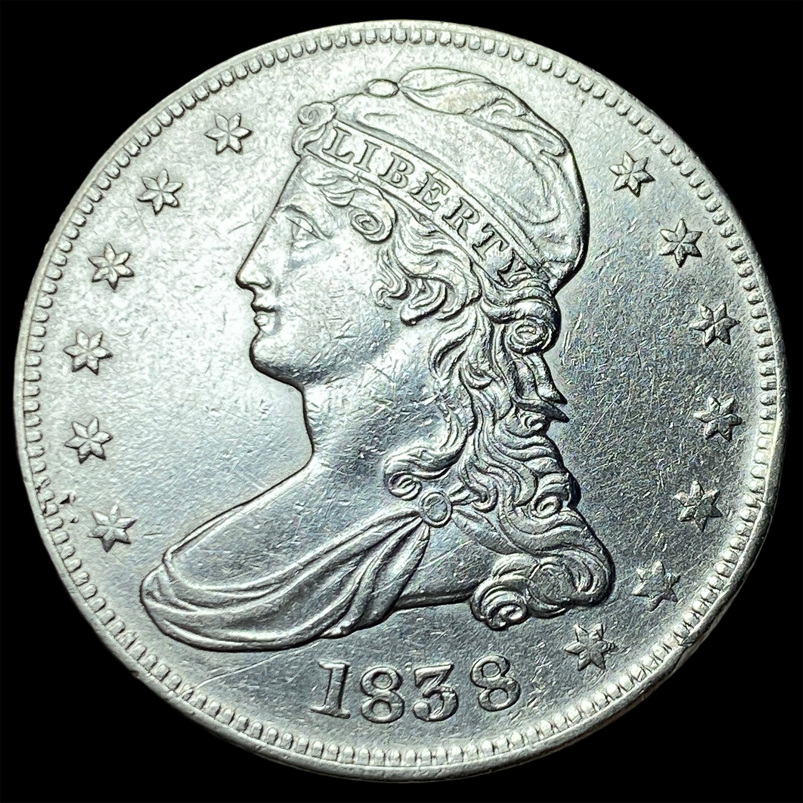 1838 Silver Half Dollar (Capped Bust) UNCIRCULATED: 1838 Silver Half Dollar (Capped Bust) UNCIRCULATED