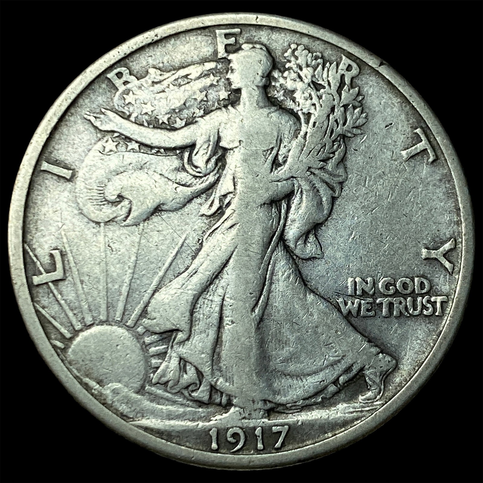 1917-S Silver Walking Liberty Half Dollar LIGHTLY CIRCULATED: 1917-S Silver Walking Liberty Half Dollar LIGHTLY CIRCULATED