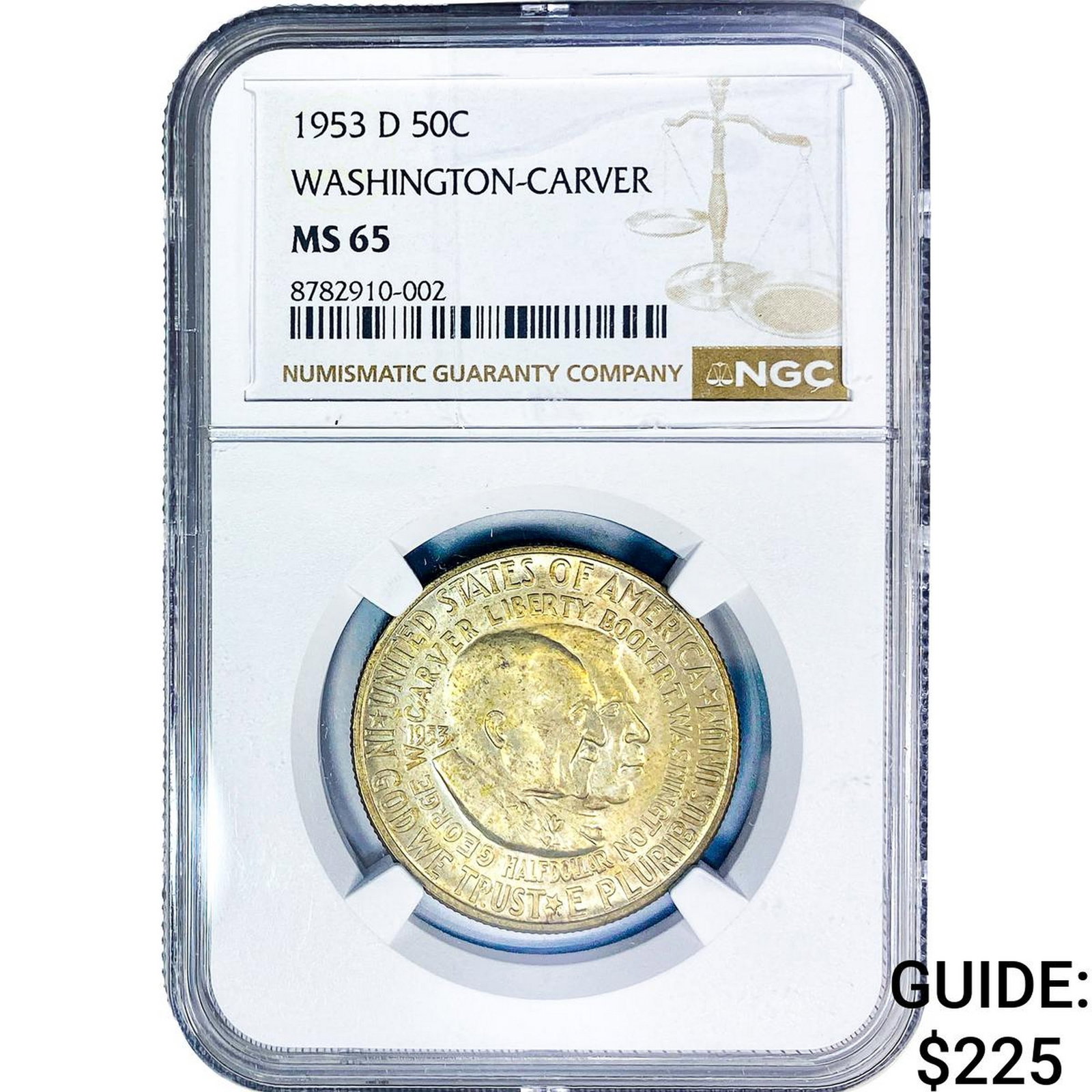 1953-D Washington Carver Half Dollar NGC MS65: 1953-D Washington Carver Half Dollar NGC MS65