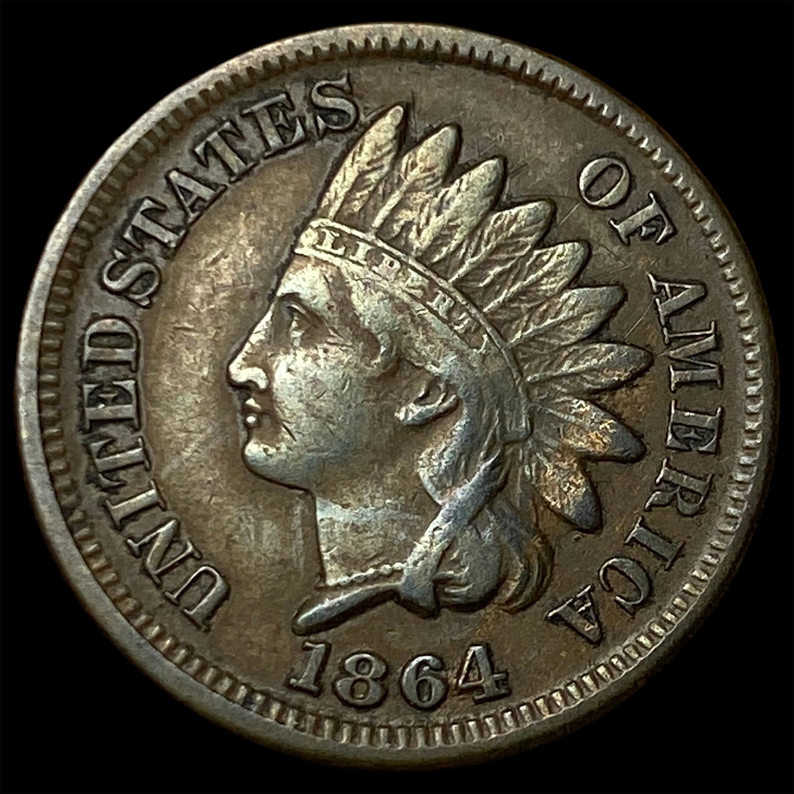 1864 Indian Head Cent (Bronze) NEARLY UNCIRCULATED: 1864 Indian Head Cent (Bronze) NEARLY UNCIRCULATED