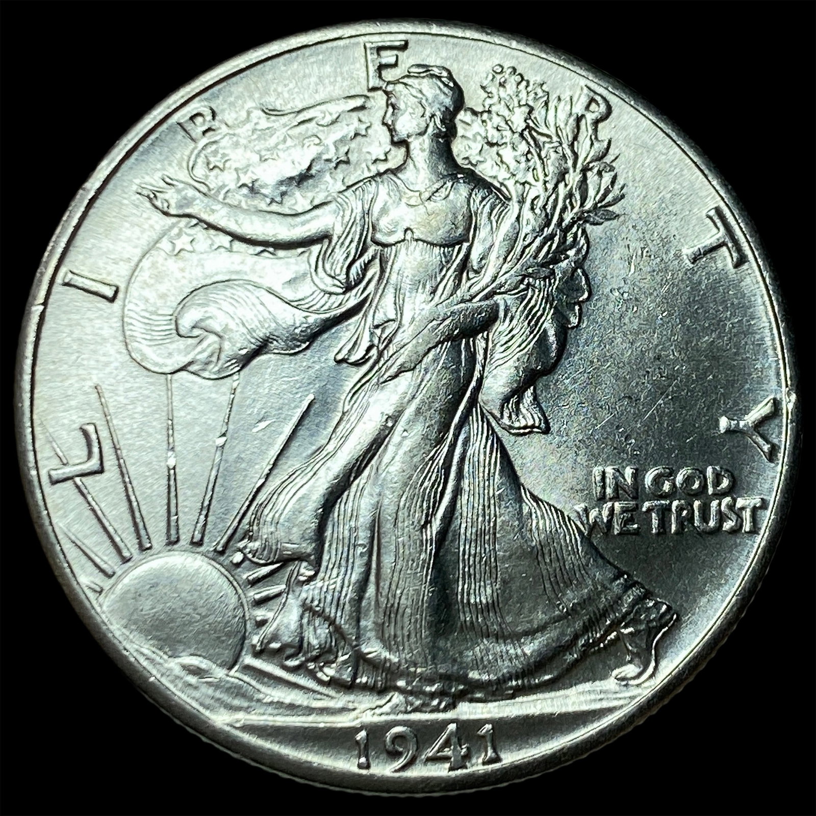 1941 Silver Half Dollar (Walking Liberty) GEM BU: 1941 Silver Half Dollar (Walking Liberty) GEM BU