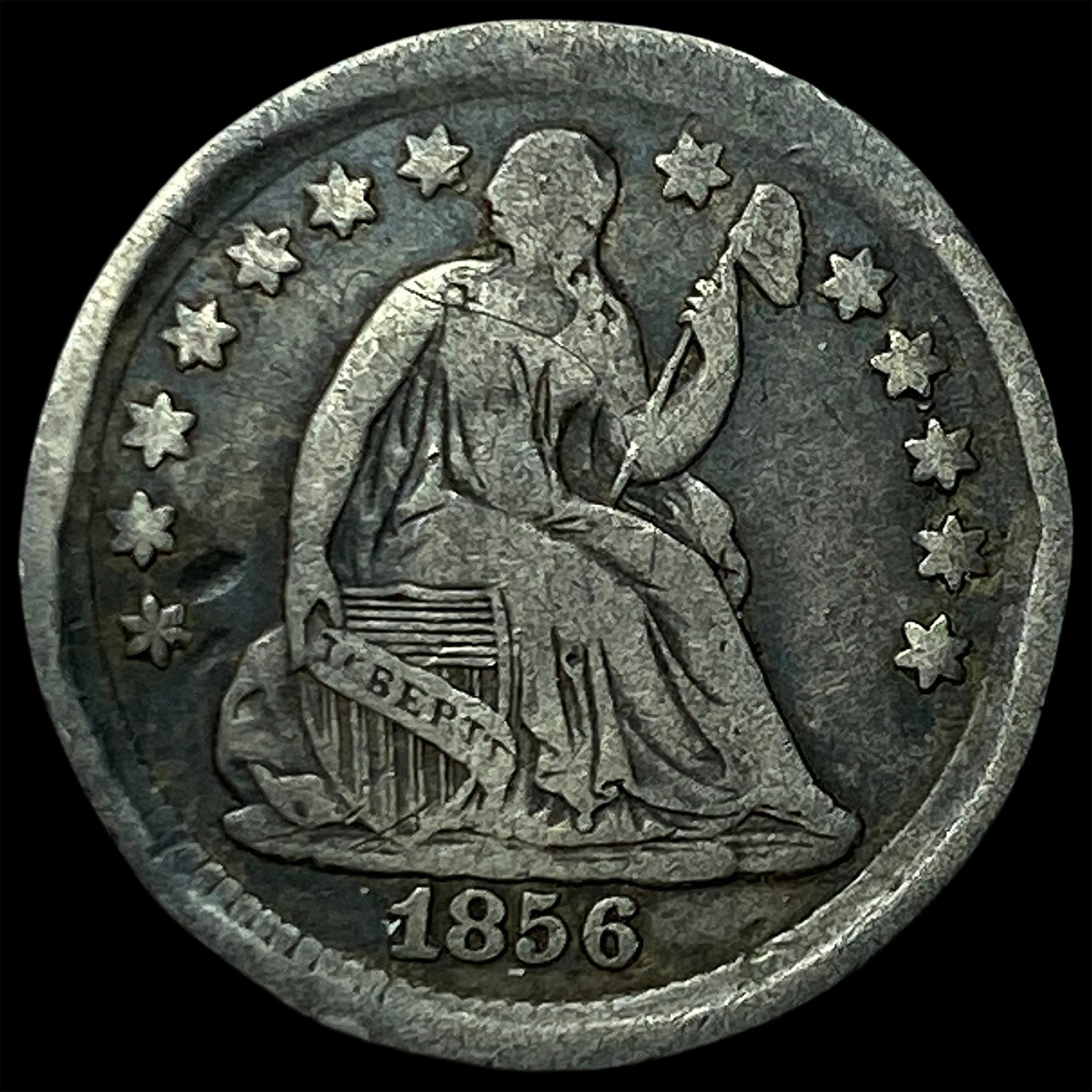 1856 Seated Liberty Half Dime LIGHTLY CIRCULATED: 1856 Seated Liberty Half Dime LIGHTLY CIRCULATED
