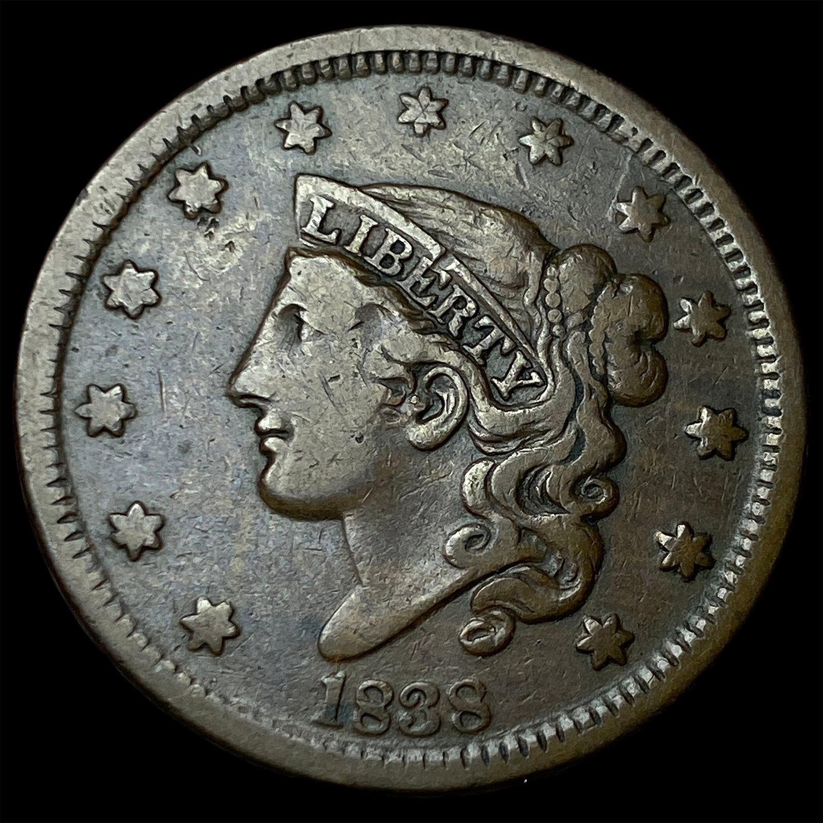 1838 Coronet Head Large Cent LIGHTLY CIRCULATED (1 of 2)