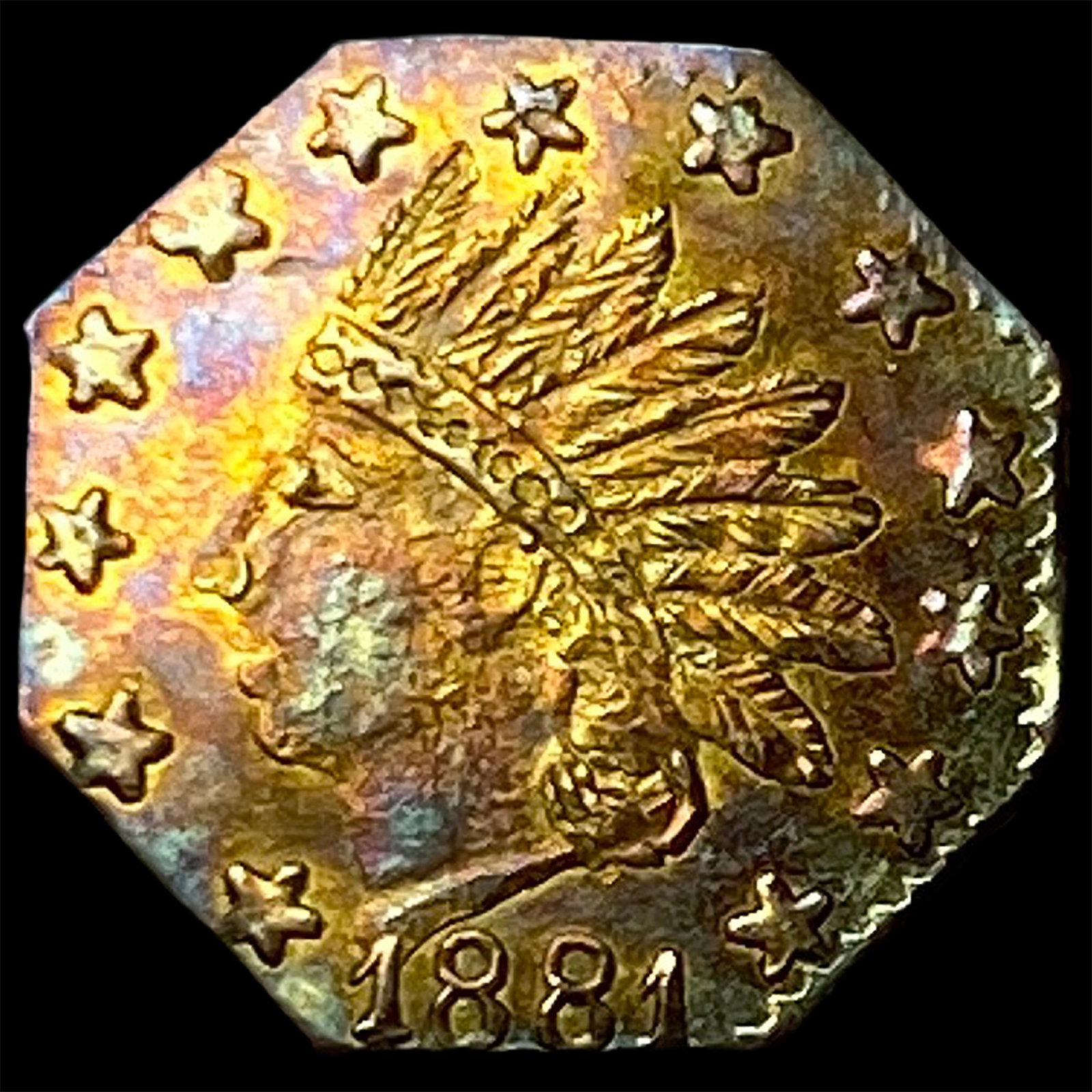 1881 California Gold 1/4 Dollar Token HIGH GRADE: 1881 California Gold 1/4 Dollar Token HIGH GRADE