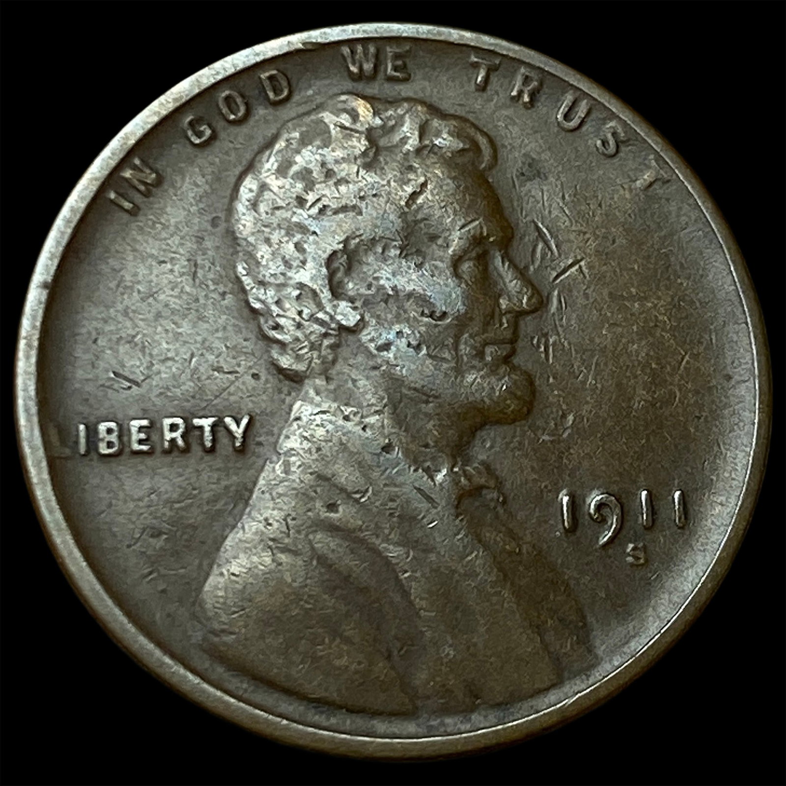 1911-S Lincoln Wheat Cent NEARLY UNCIRCULATED: 1911-S Lincoln Wheat Cent NEARLY UNCIRCULATED