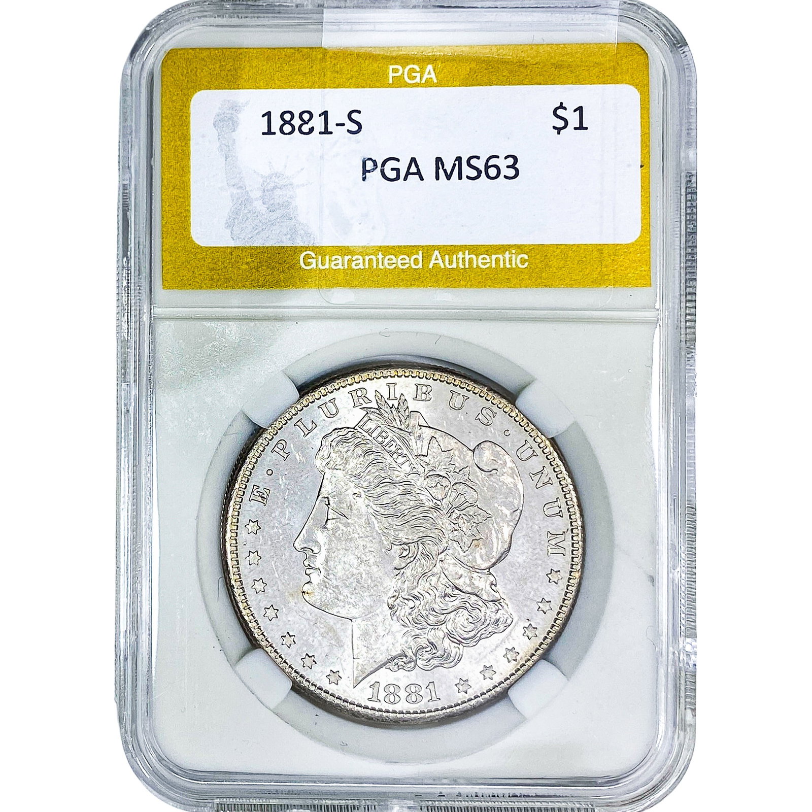1881-S Morgan Silver Dollar PGA MS63: 1881-S Morgan Silver Dollar PGA MS63