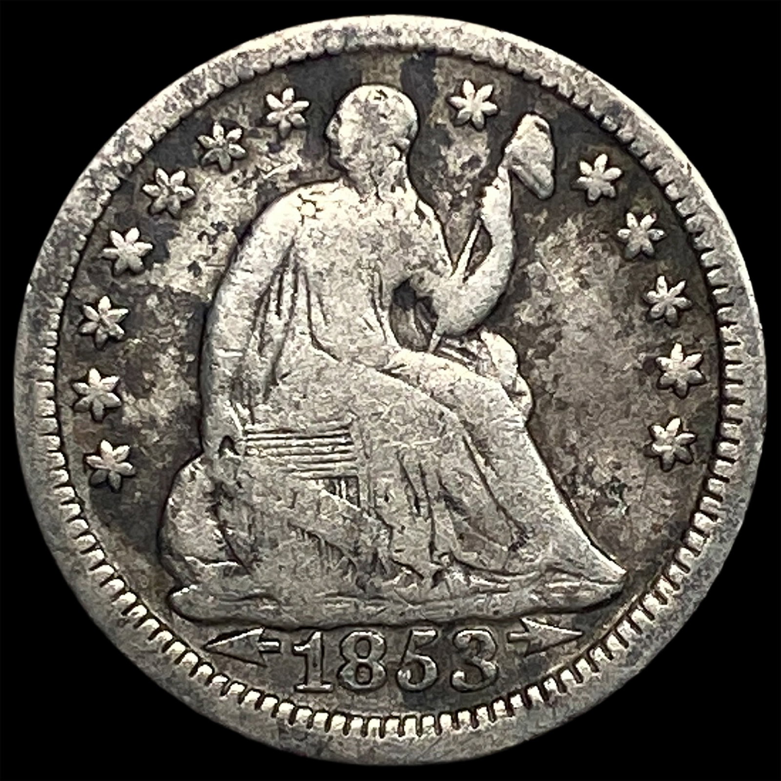 1853 Arrows Seated Liberty Half Dime LIGHTLY CIRCULATED (1 of 2)
