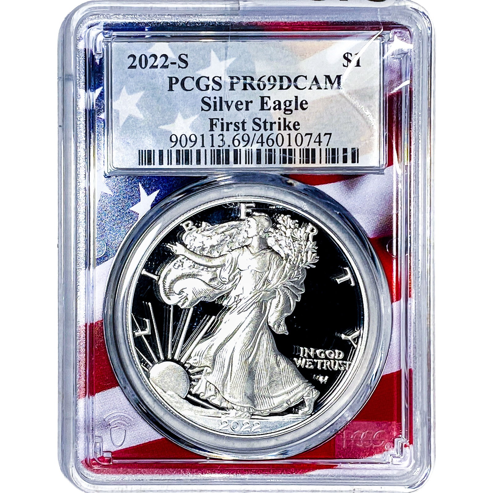 2022-S Silver Eagle PCGS PR69 DCAM: 2022-S Silver Eagle PCGS PR69 DCAM