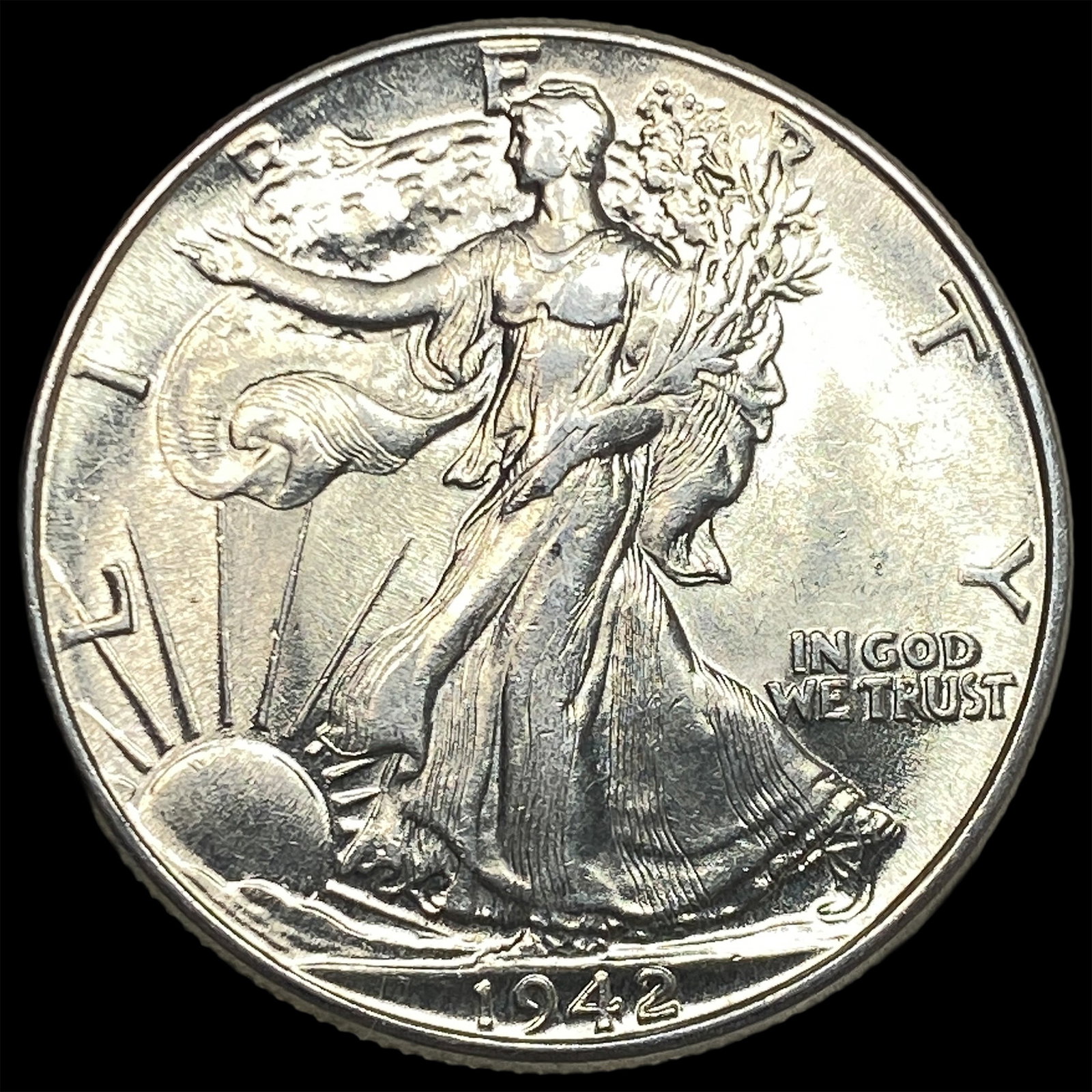 1942 Silver Half Dollar (Walking Liberty) GEM BU: 1942 Silver Half Dollar (Walking Liberty) GEM BU