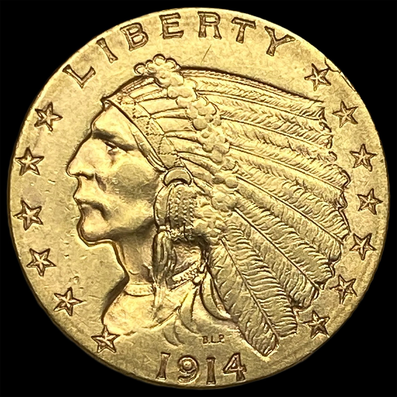 1914 Indian Head $2.50 Gold Quarter Eagle UNCIRCULATED: 1914 Indian Head $2.50 Gold Quarter Eagle UNCIRCULATED
