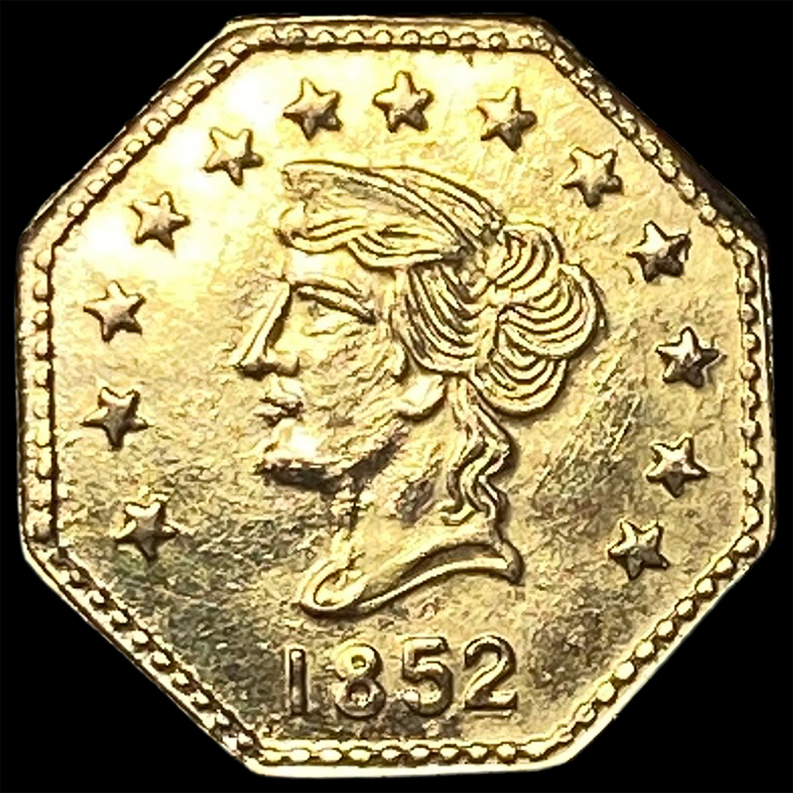 1852 California Gold 1/2 Dollar Token HIGH GRADE: 1852 California Gold 1/2 Dollar Token HIGH GRADE