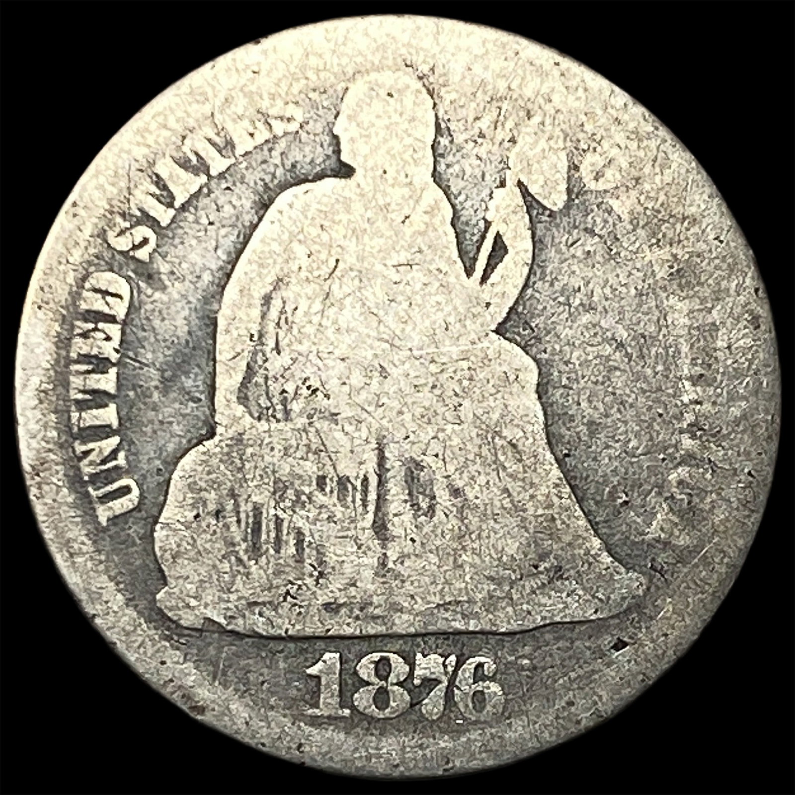 1876-CC Silver Seated Liberty Dime NICELY CIRCULATED: 1876-CC Silver Seated Liberty Dime NICELY CIRCULATED