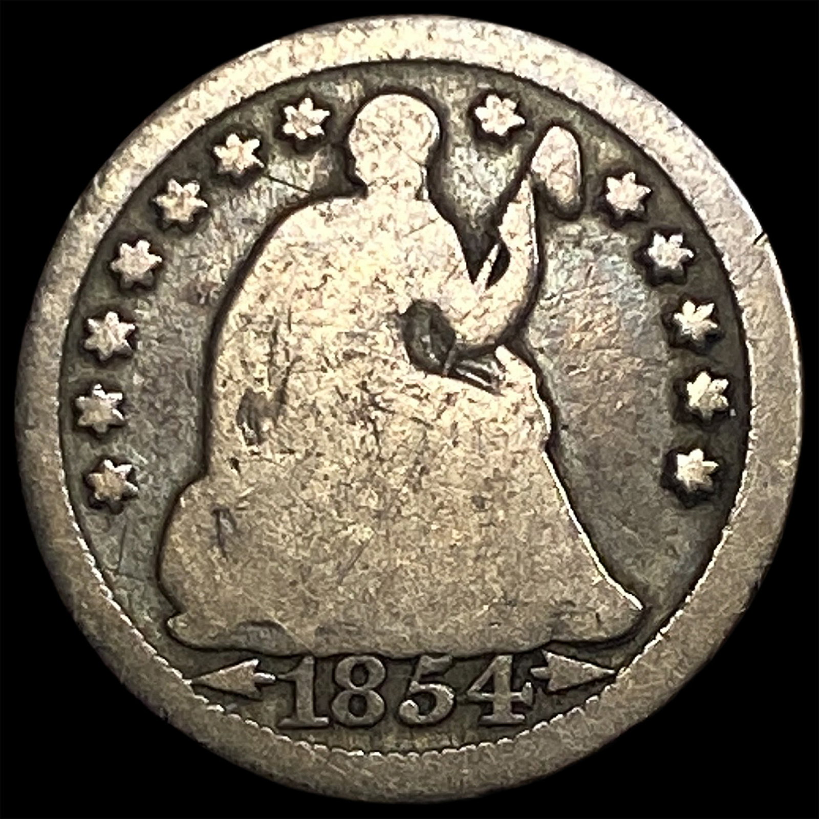 1854-O Silver Half Dime NICELY CIRCULATED: 1854-O Silver Half Dime NICELY CIRCULATED