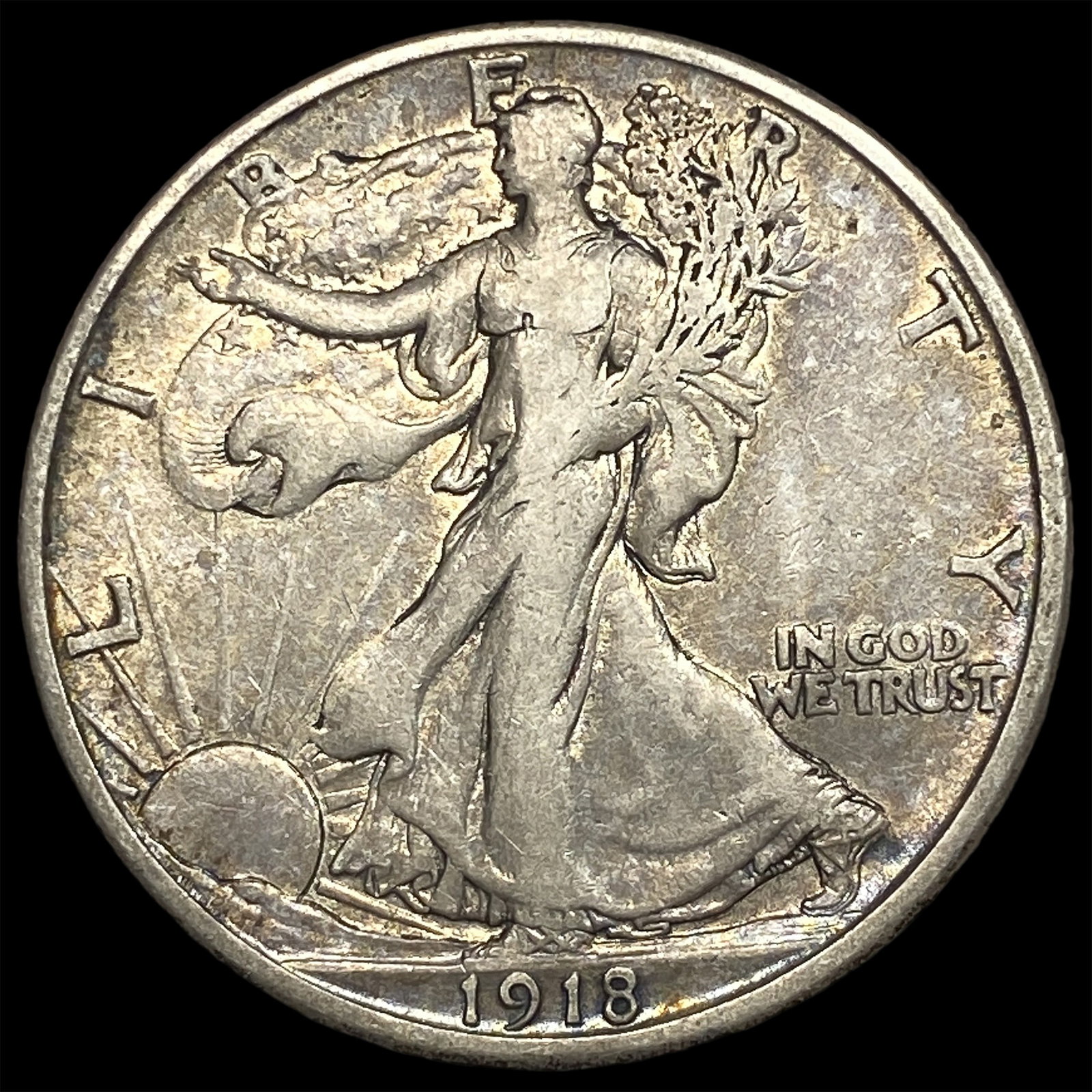 1918-S Silver Walking Liberty Half Dollar NEARLY UNCIRCULATED: 1918-S Silver Walking Liberty Half Dollar NEARLY UNCIRCULATED