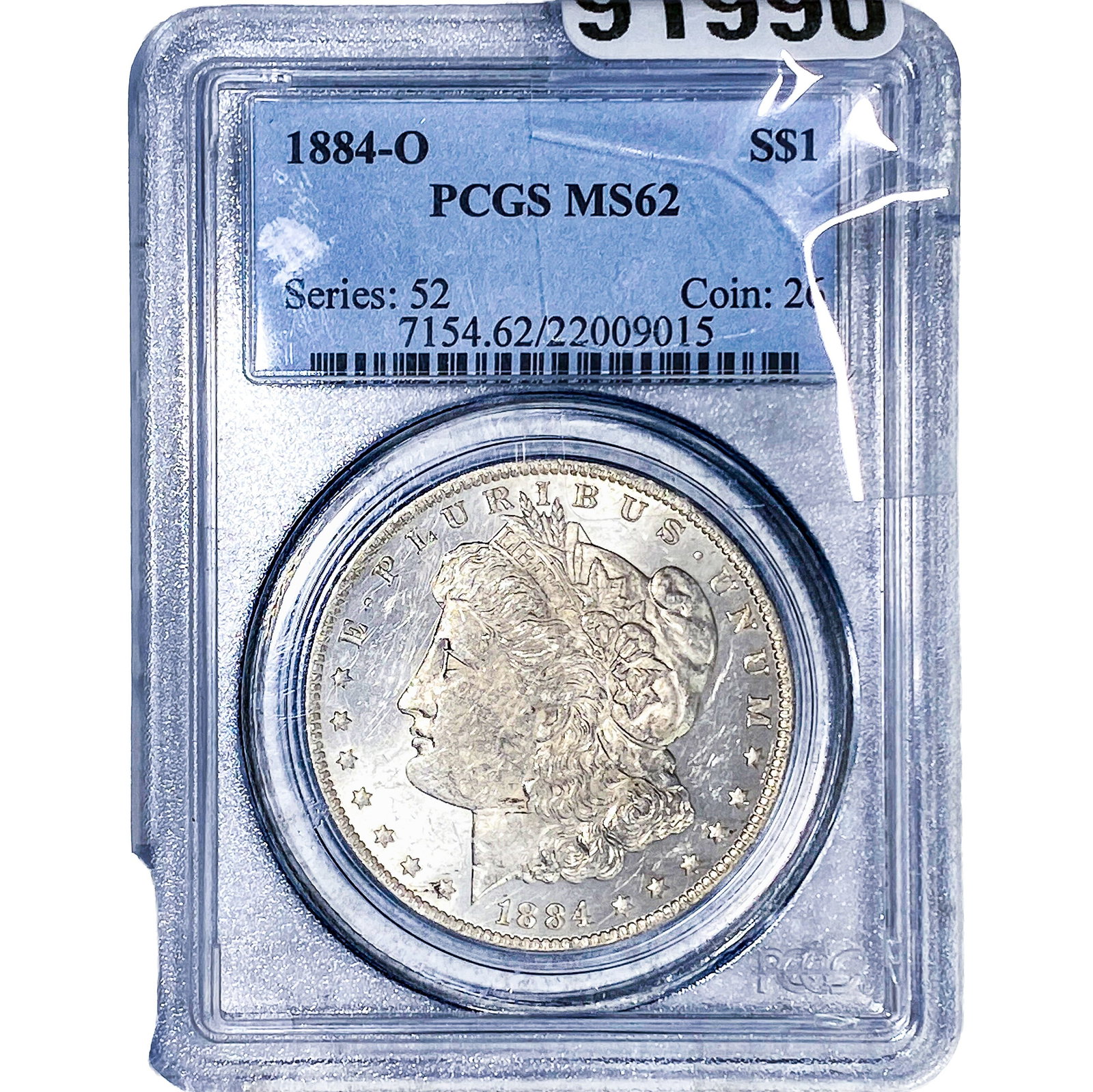 1884-O Morgan Silver Dollar PCGS MS62: 1884-O Morgan Silver Dollar PCGS MS62