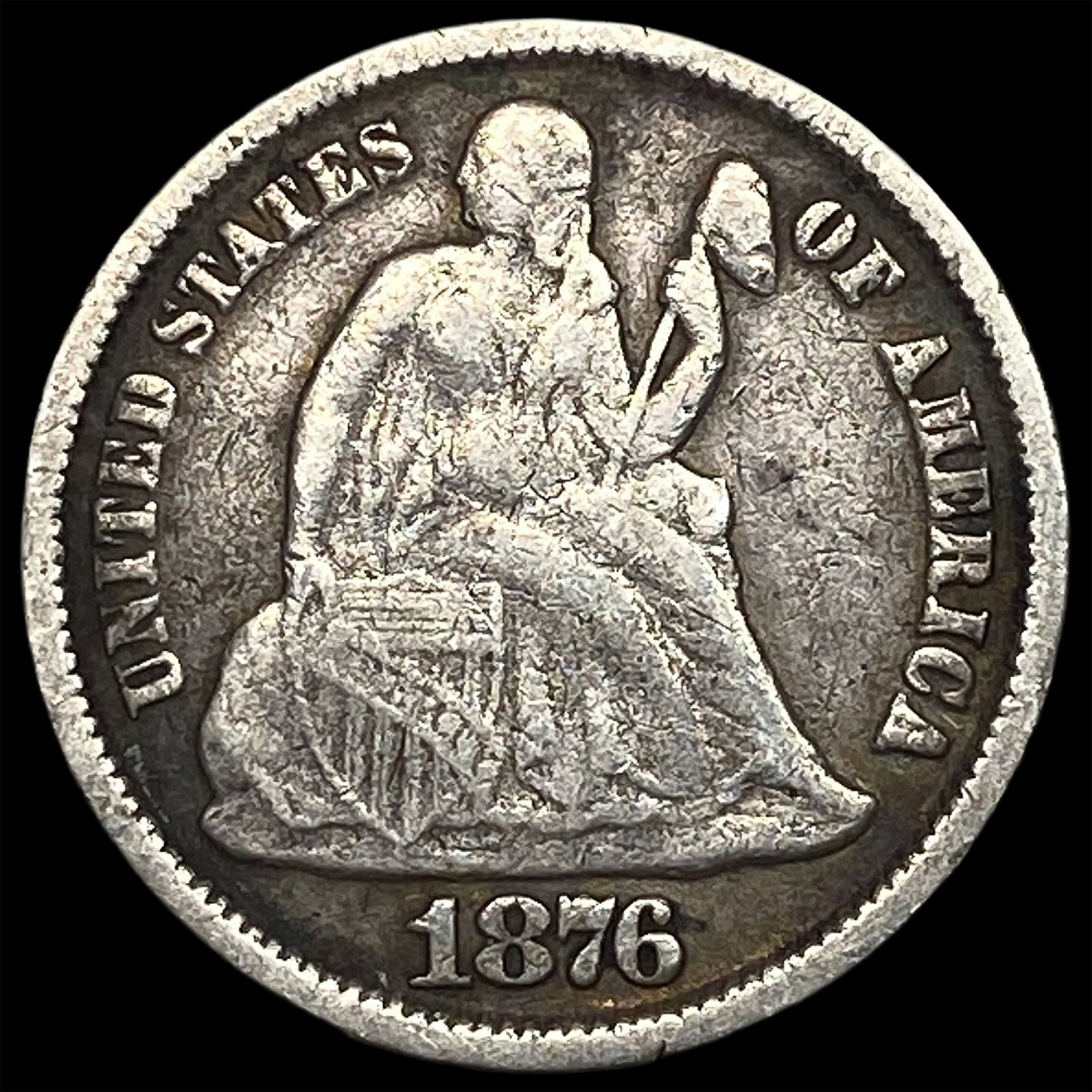 1876-CC Silver Seated Liberty Dime LIGHTLY CIRCULATED: 1876-CC Silver Seated Liberty Dime LIGHTLY CIRCULATED