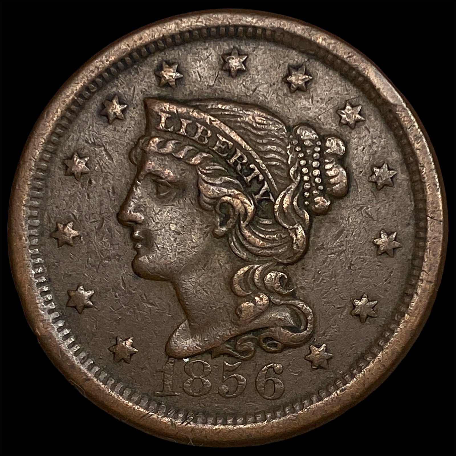 1856 Braided Hair Large Cent NEARLY UNCIRCULATED: 1856 Braided Hair Large Cent NEARLY UNCIRCULATED
