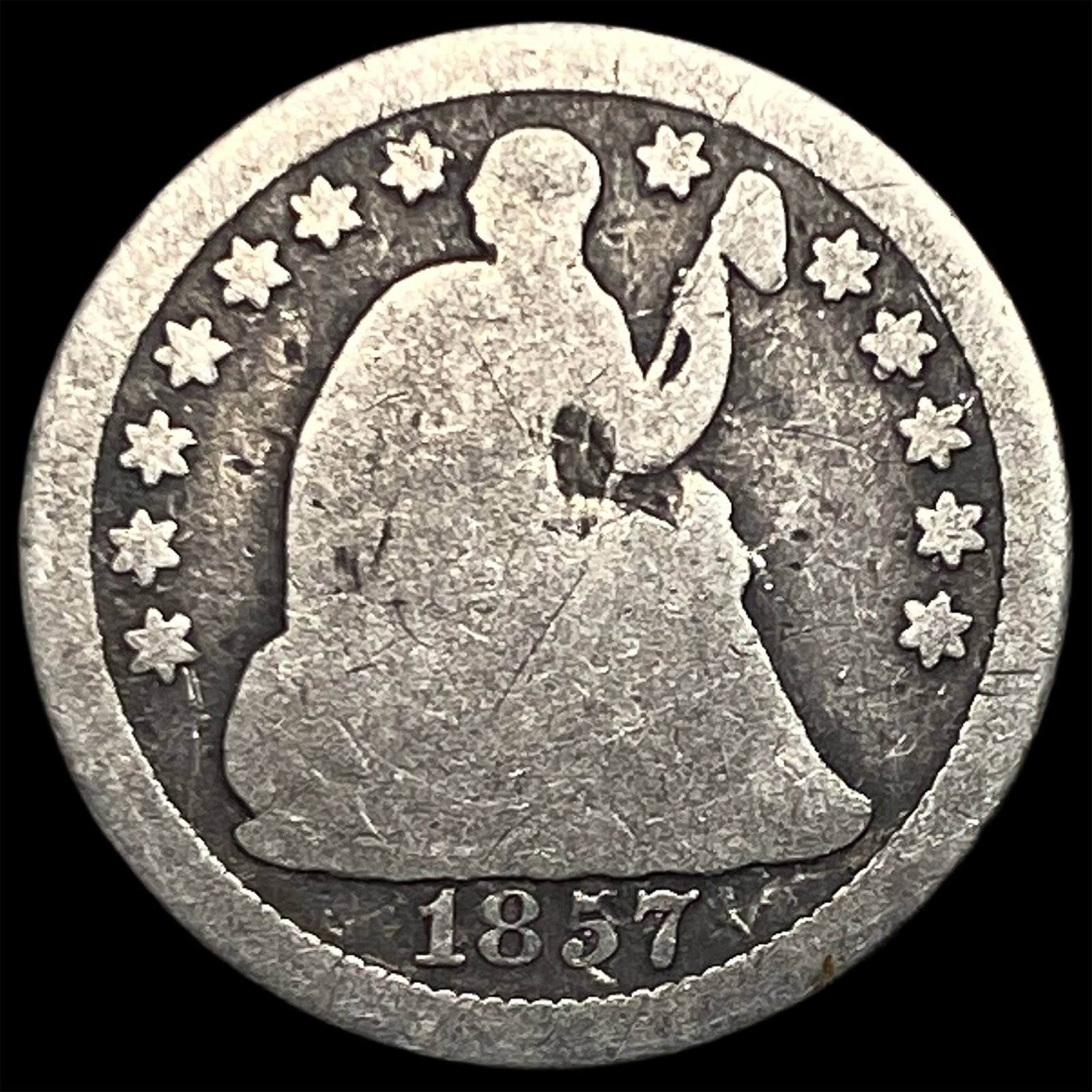 1857-O Silver Half Dime NICELY CIRCULATED: 1857-O Silver Half Dime NICELY CIRCULATED