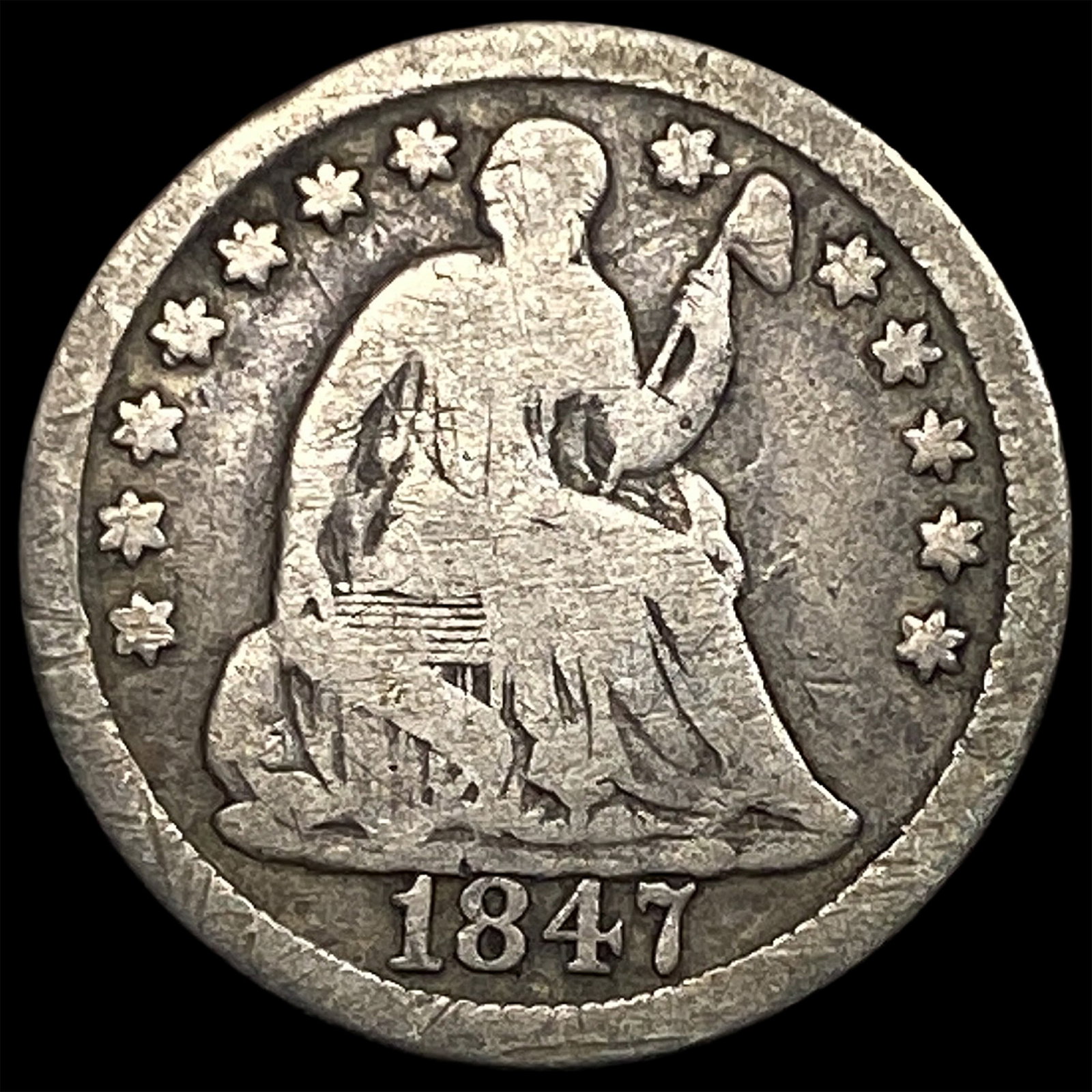 1847 Seated Liberty Half Dime LIGHTLY CIRCULATED: 1847 Seated Liberty Half Dime LIGHTLY CIRCULATED