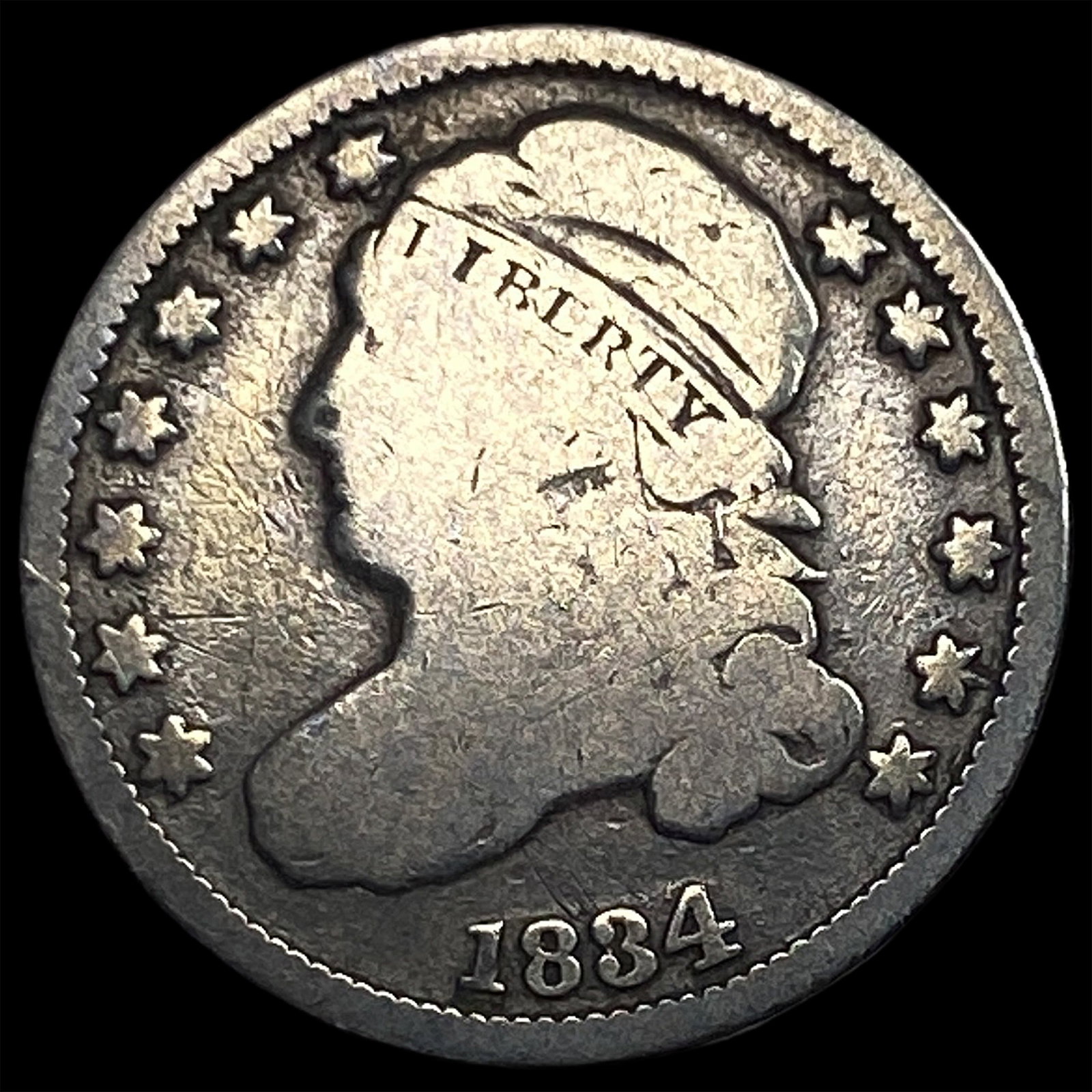 1834 Capped Bust Dime NICELY CIRCULATED: 1834 Capped Bust Dime NICELY CIRCULATED