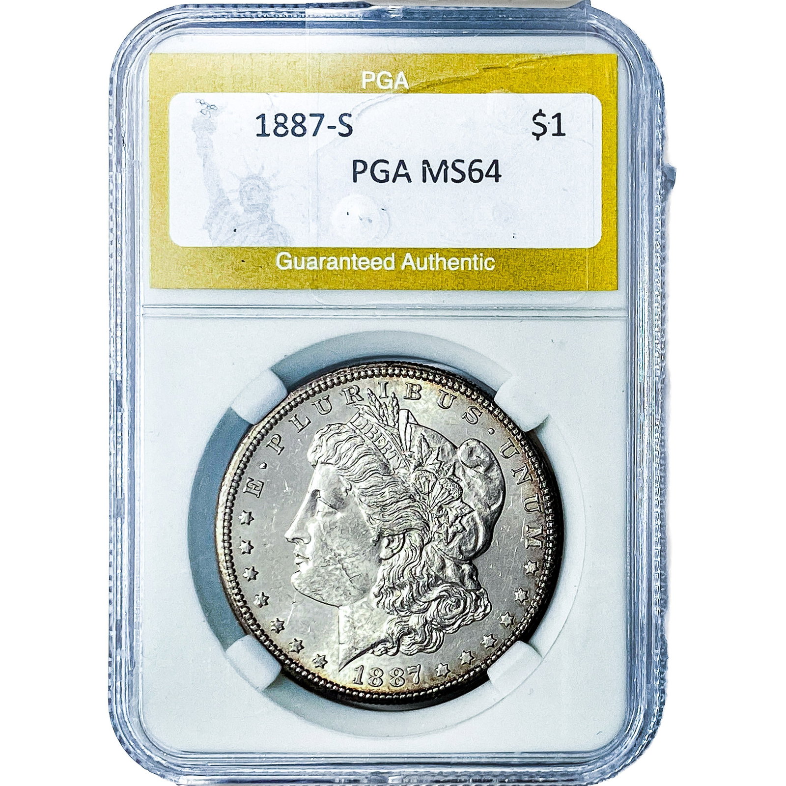 1887-S Morgan Silver Dollar PGA MS64: 1887-S Morgan Silver Dollar PGA MS64