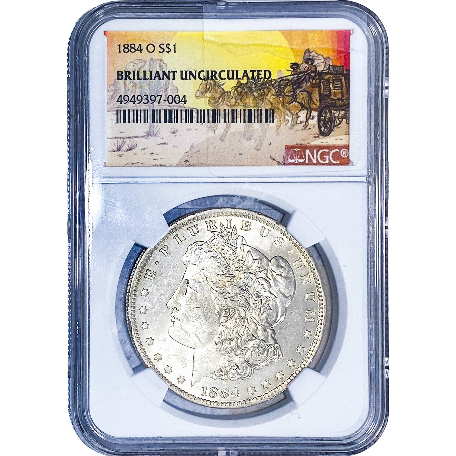 1884-O Morgan Silver Dollar NGC BU: 1884-O Morgan Silver Dollar NGC BU