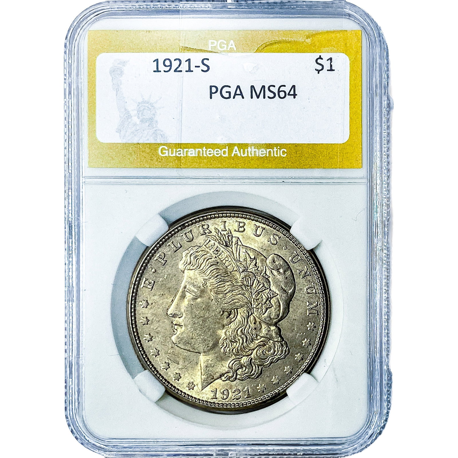 1921-S Morgan Silver Dollar PGA MS64: 1921-S Morgan Silver Dollar PGA MS64