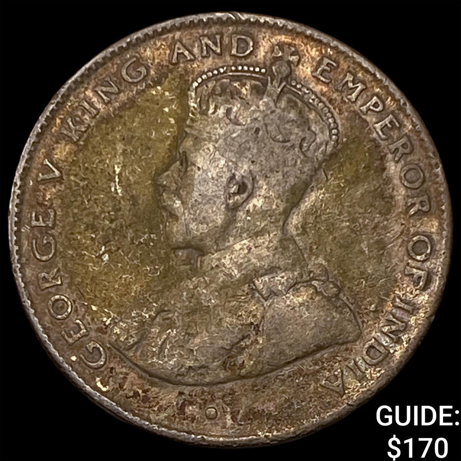 1921 Ceylon Silver 50 Cents: 1921 Ceylon Silver 50 Cents