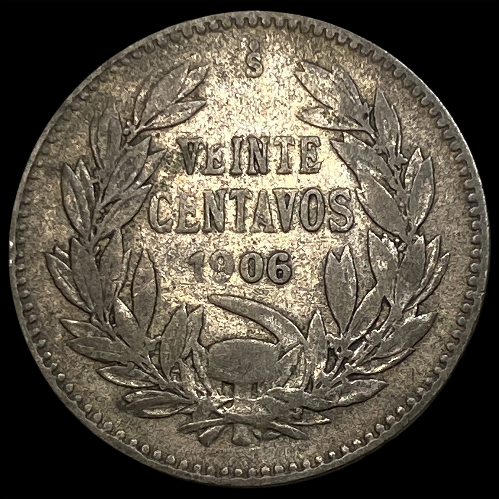 1906 Chile Silver 20 Centavos - 2