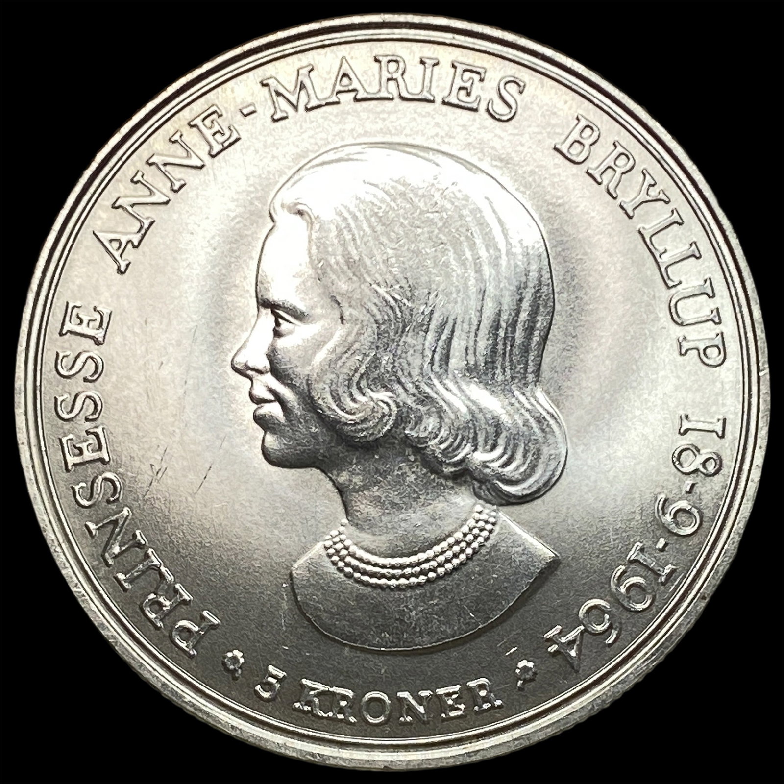 1964 Denmark Silver 5 Kroner-Anne Marie Wedding: 1964 Denmark Silver 5 Kroner-Anne Marie Wedding