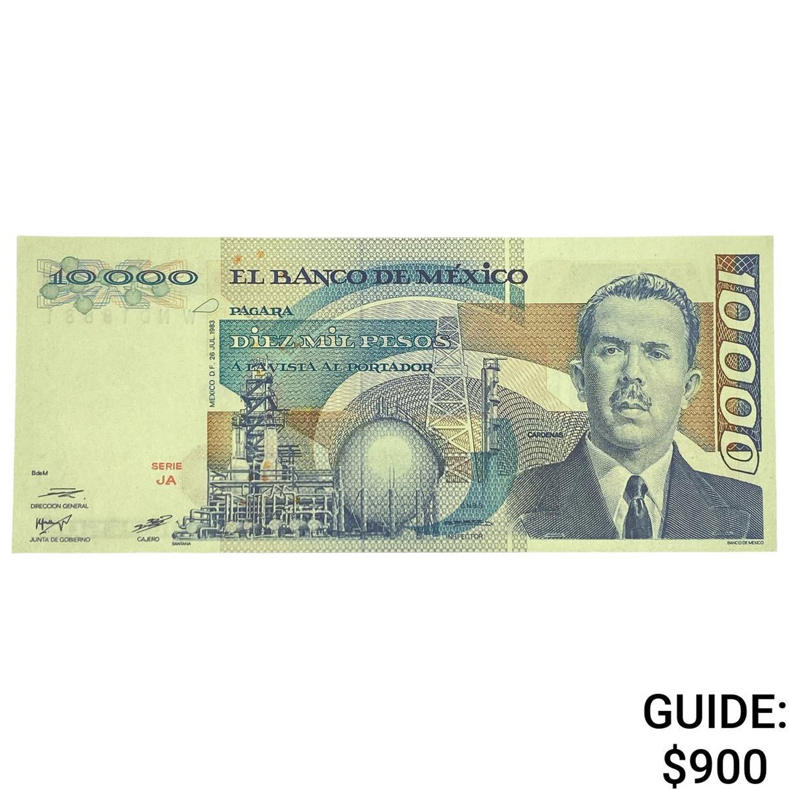 1983 Bank of Mexico 10,000 Pesos (1 of 2)