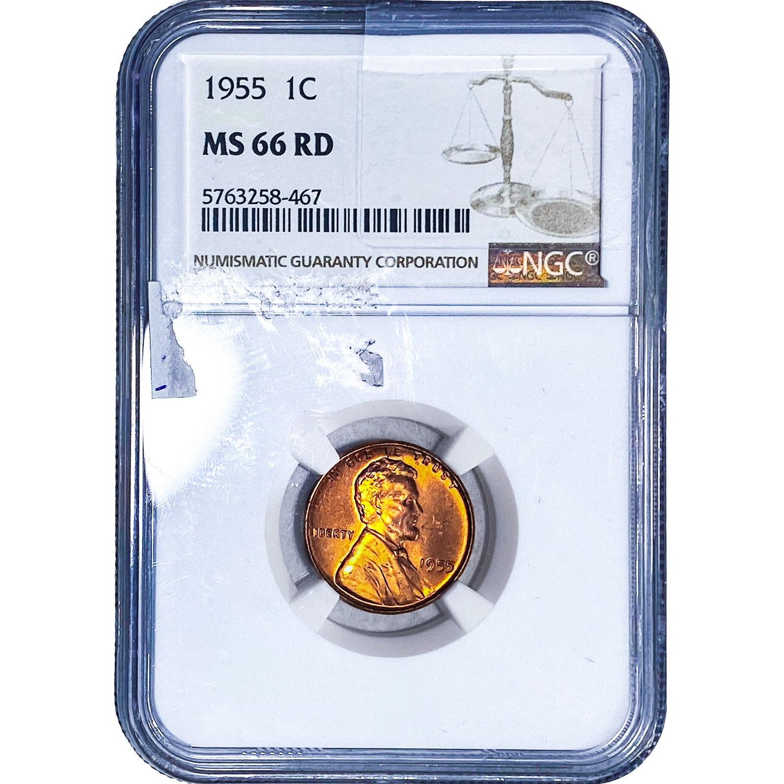 1955 Wheat Cent NGC MS66 RD: 1955 Wheat Cent NGC MS66 RD