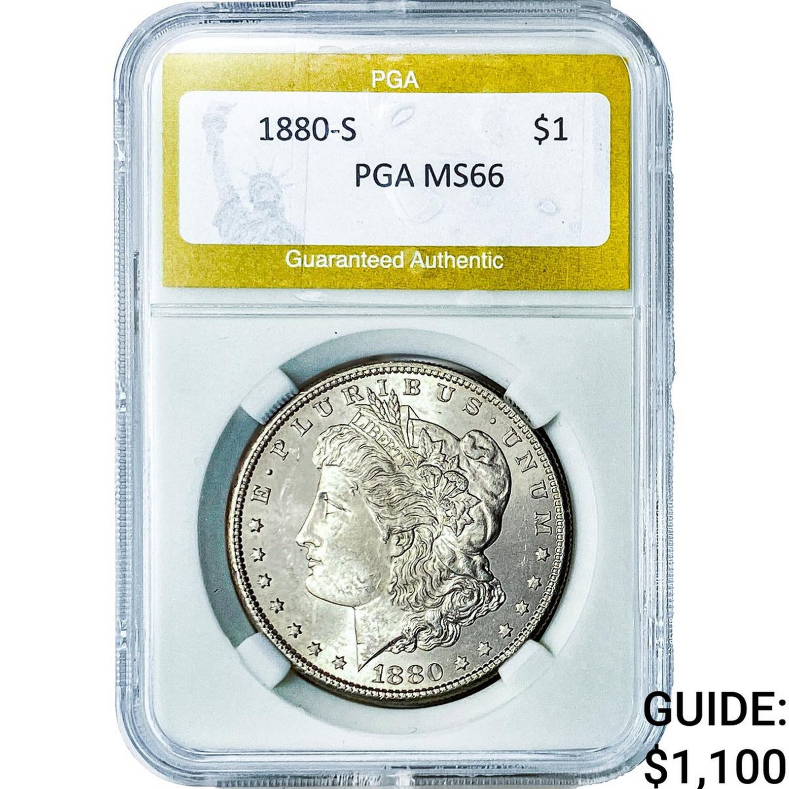 1880-S Morgan Silver Dollar PGA MS66: 1880-S Morgan Silver Dollar PGA MS66