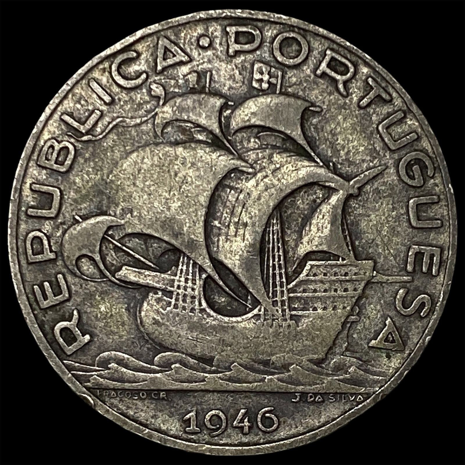 1946 Portugal Silver 5 Escudos: 1946 Portugal Silver 5 Escudos