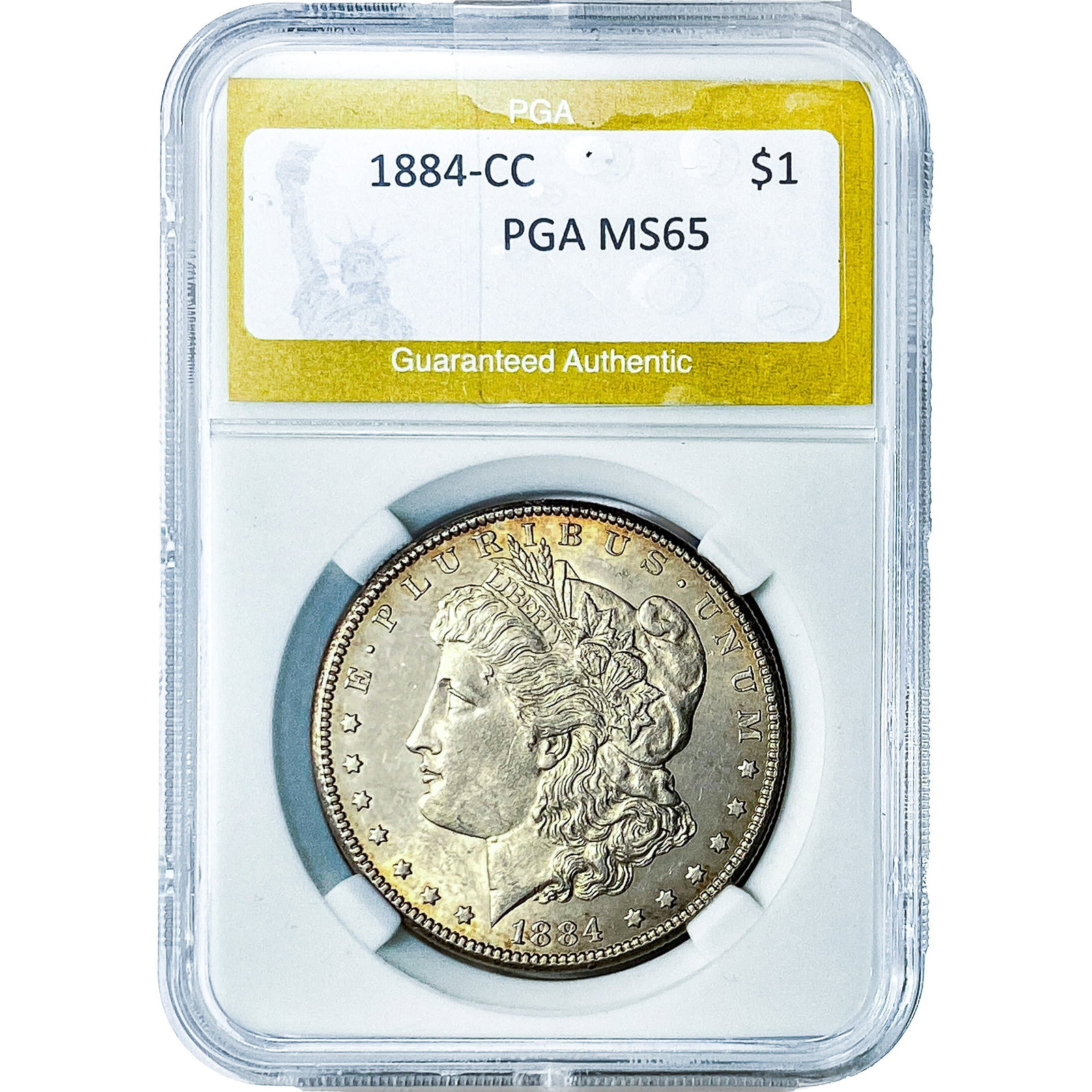 1884-CC Morgan Silver Dollar PGA MS65: 1884-CC Morgan Silver Dollar PGA MS65