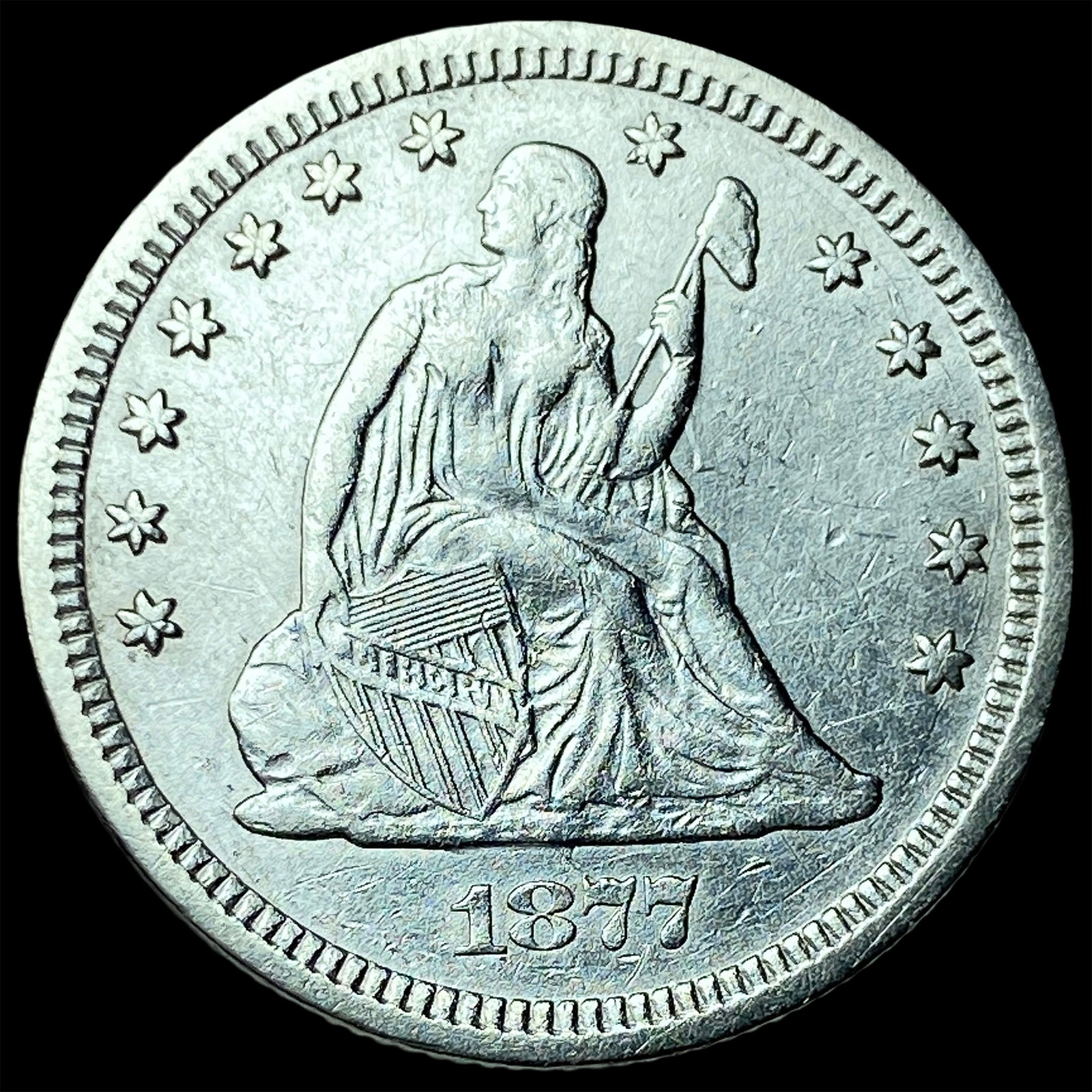 1877 Seated Liberty Quarter CHOICE AU: 1877 Seated Liberty Quarter CHOICE AU