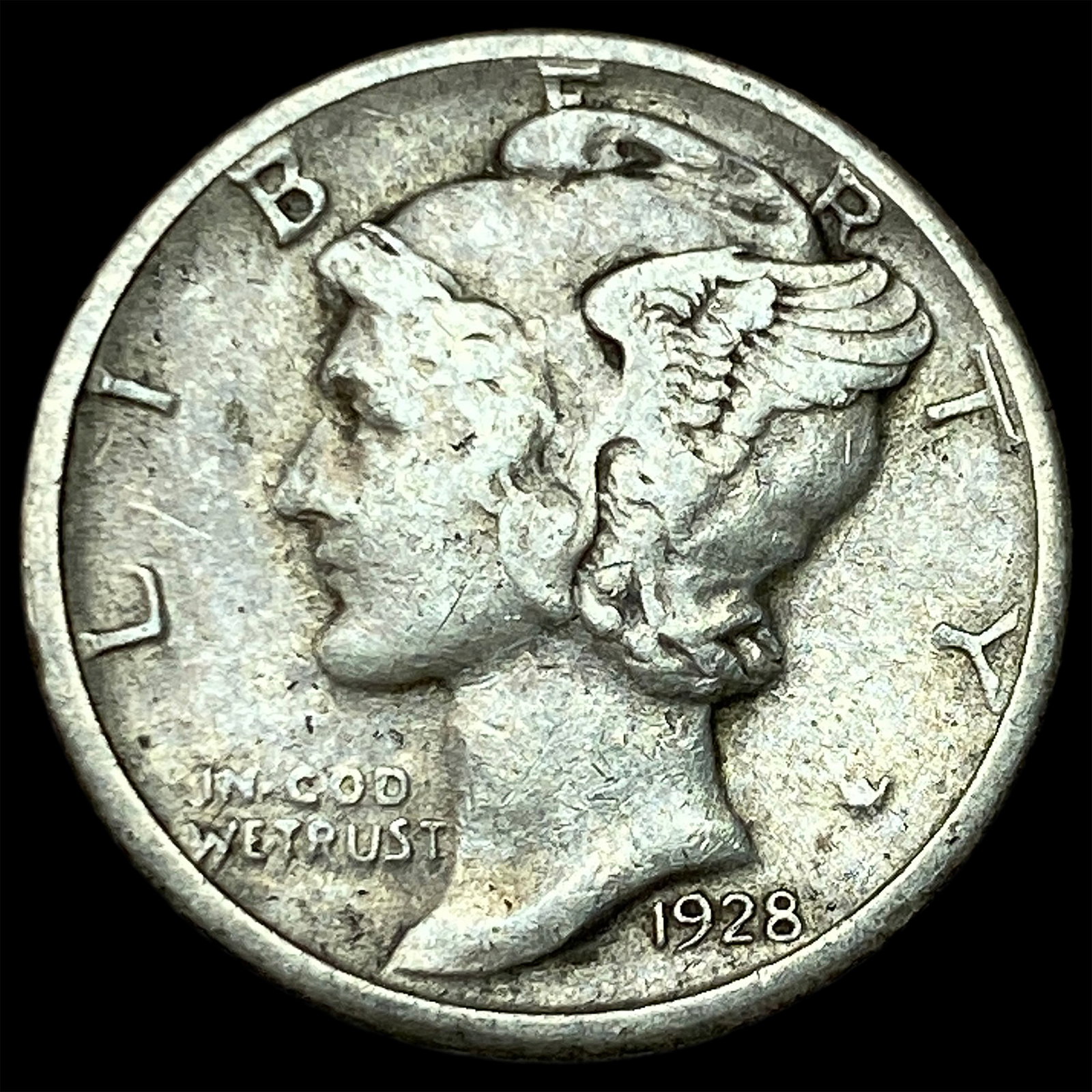 1928-S Silver Mercury Dime NEARLY UNCIRCULATED: 1928-S Silver Mercury Dime NEARLY UNCIRCULATED