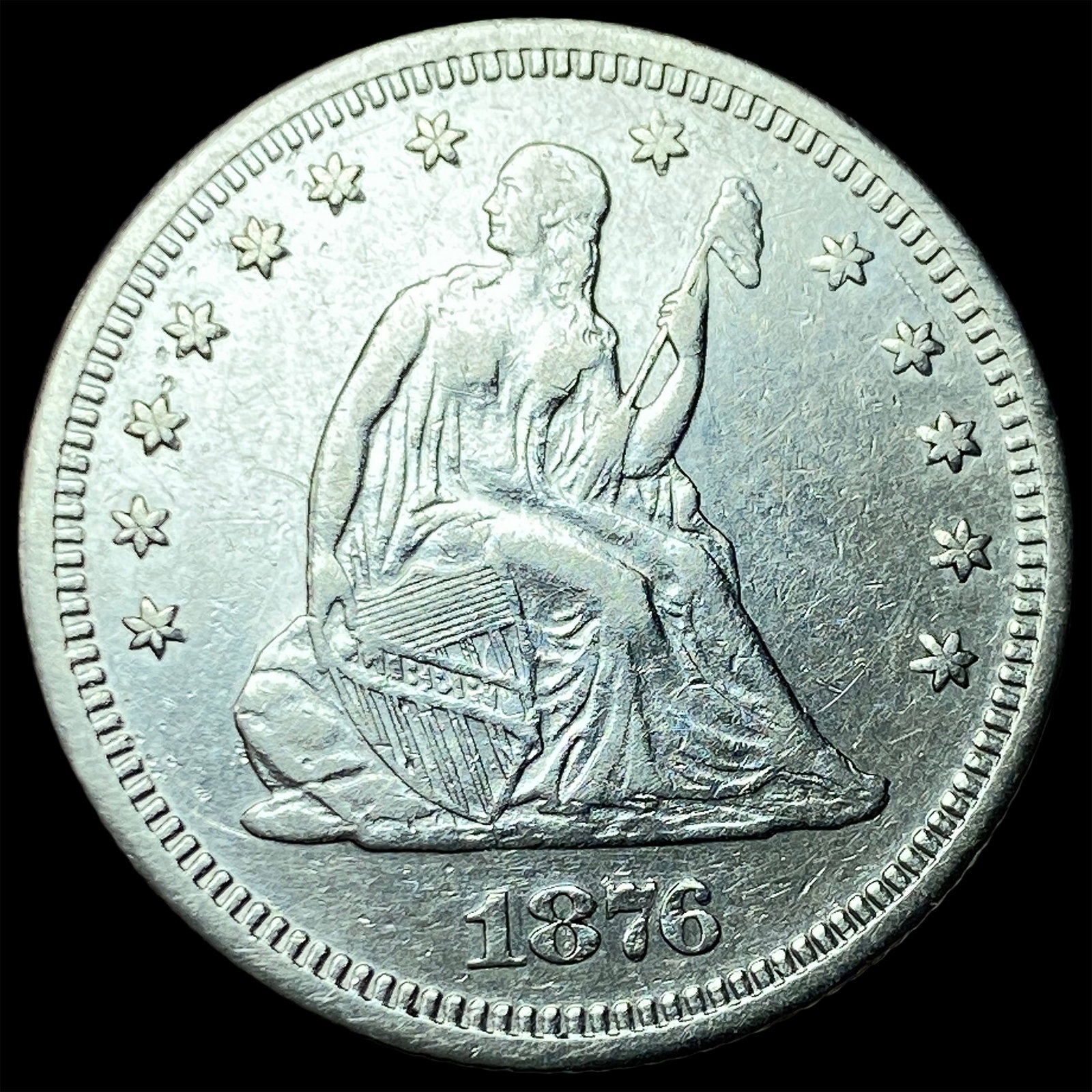 1876-S Silver Seated Liberty Quarter CLOSELY UNCIRCULATED: 1876-S Silver Seated Liberty Quarter CLOSELY UNCIRCULATED