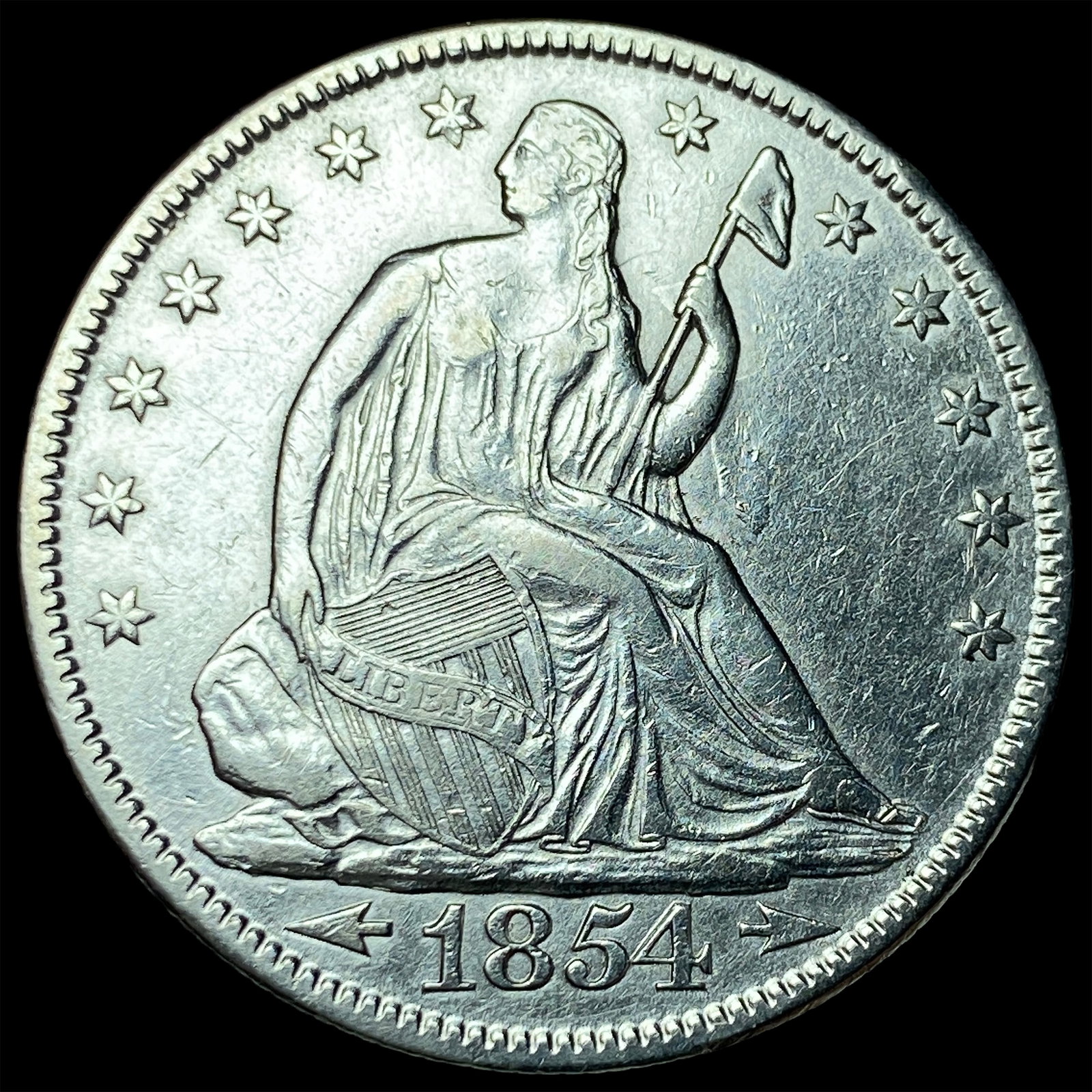 1854 Arrows Seated Liberty Half Dollar CHOICE AU: 1854 Arrows Seated Liberty Half Dollar CHOICE AU