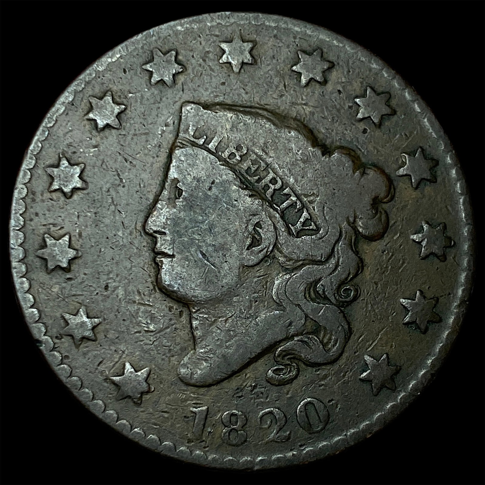 1820 Coronet Head Large Cent LIGHTLY CIRCULATED: 1820 Coronet Head Large Cent LIGHTLY CIRCULATED