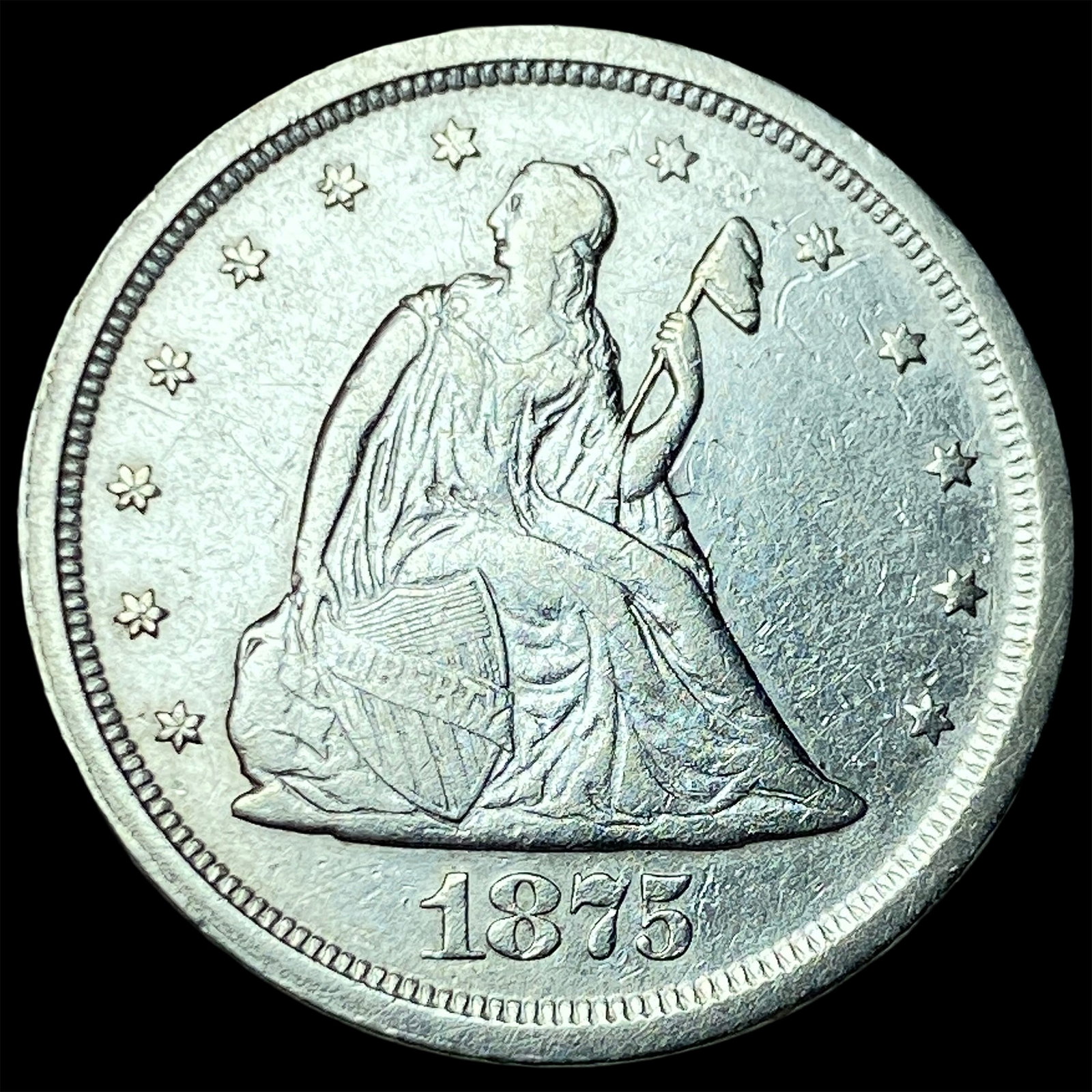 1875-S Silver Twenty Cents CLOSELY UNCIRCULATED: 1875-S Silver Twenty Cents CLOSELY UNCIRCULATED