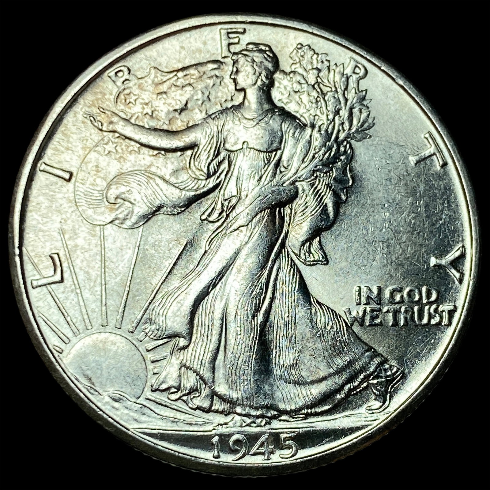 1945-S Silver Walking Liberty Half Dollar CLOSELY UNCIRCULATED: 1945-S Silver Walking Liberty Half Dollar CLOSELY UNCIRCULATED
