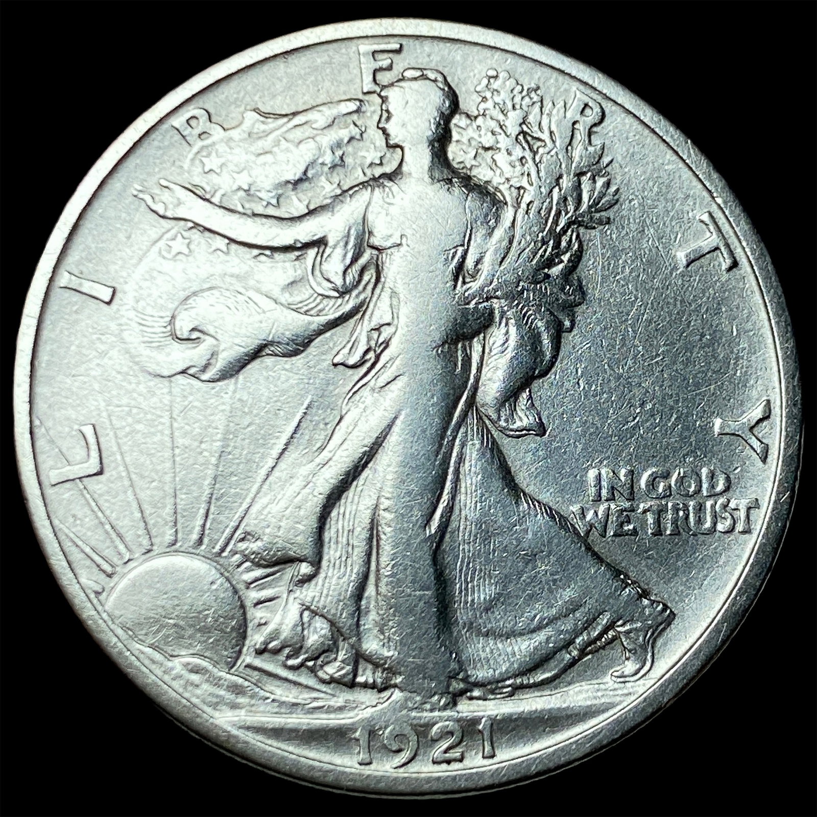 1921-S Silver Walking Liberty Half Dollar NEARLY UNCIRCULATED: 1921-S Silver Walking Liberty Half Dollar NEARLY UNCIRCULATED