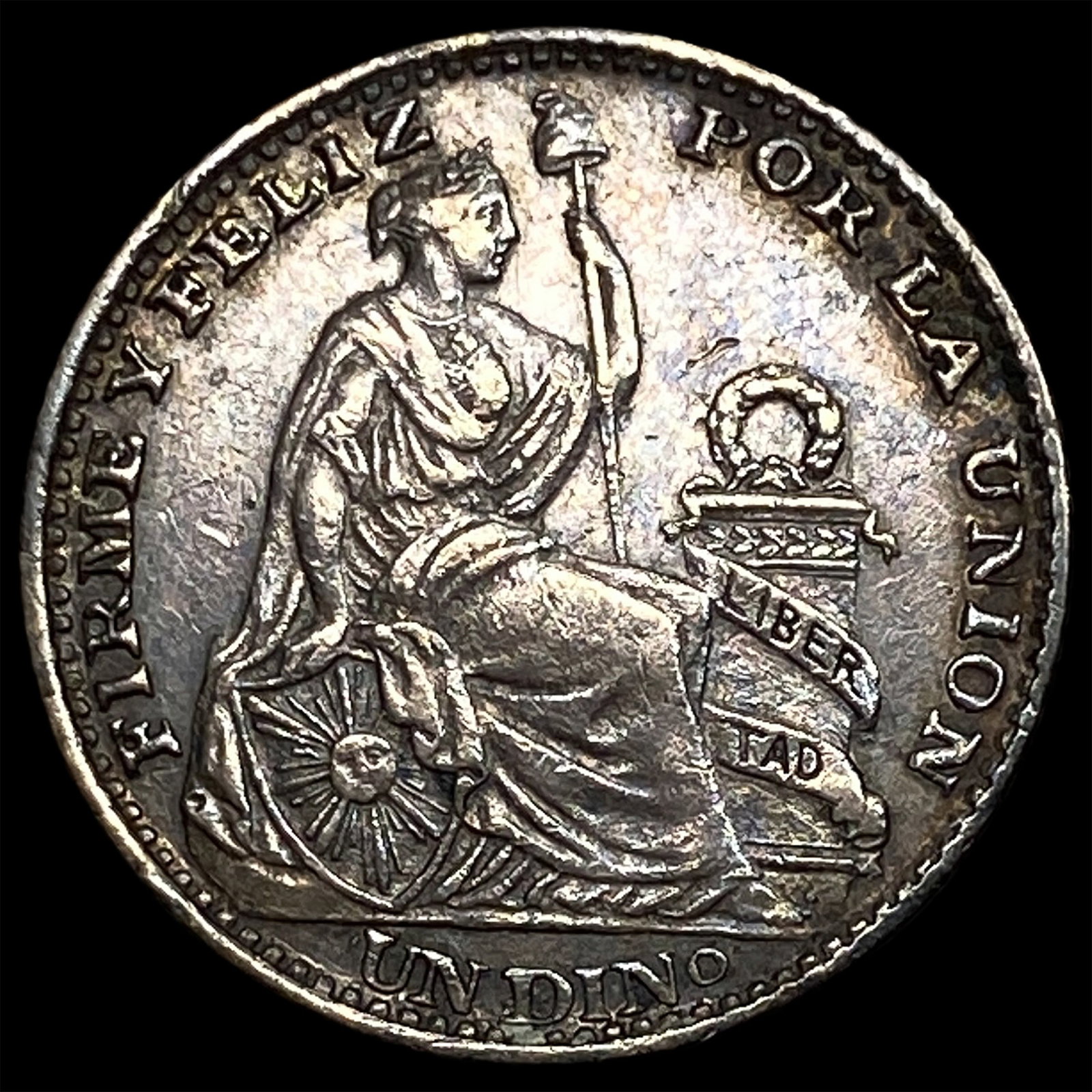 1898/7 JF Peru Silver Dinero (1 of 2)